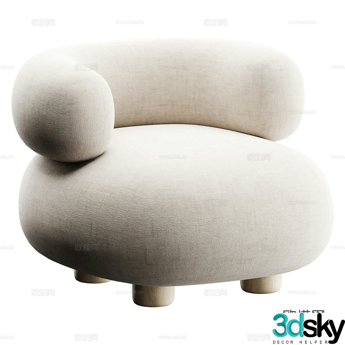 Modern cream style casual sofa 3d model