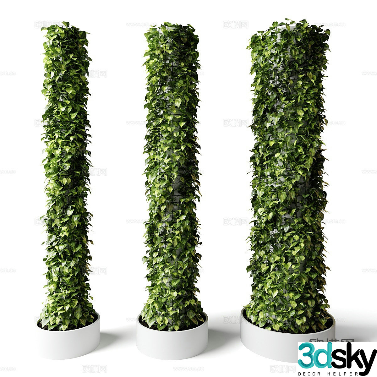 Modern green plant columns Plant columns Bamboo vine ivy Climbing ivy Climbing hedge 3d model