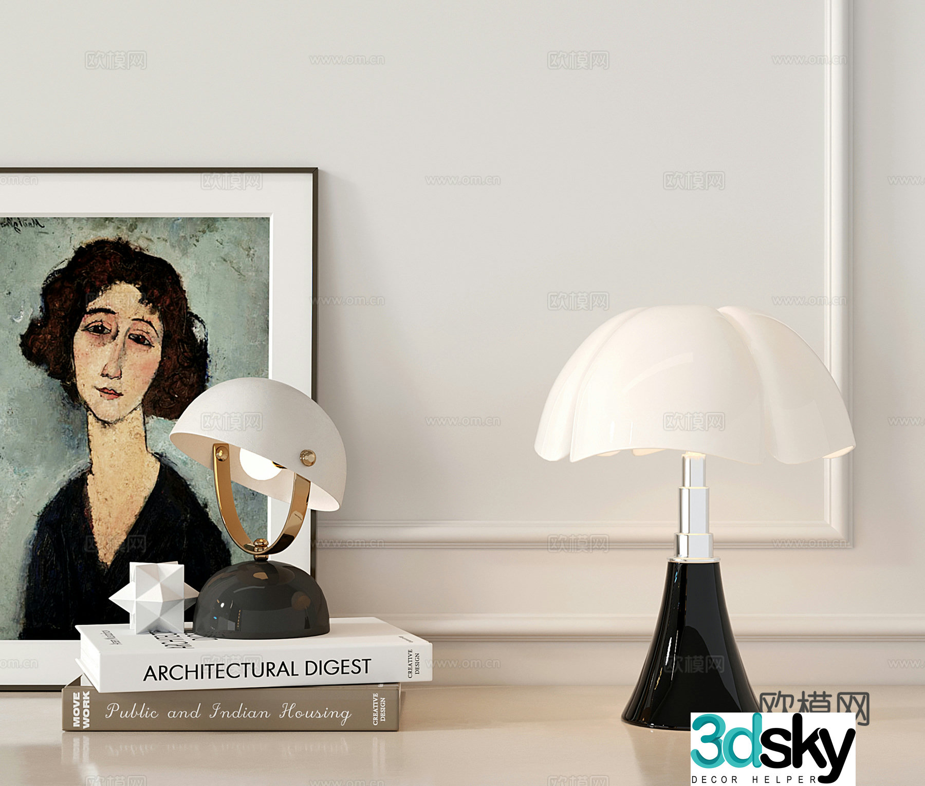 Modern petal table lamp Bedside lamp Bat table lamp Mushroom table lamp Metal 3D model