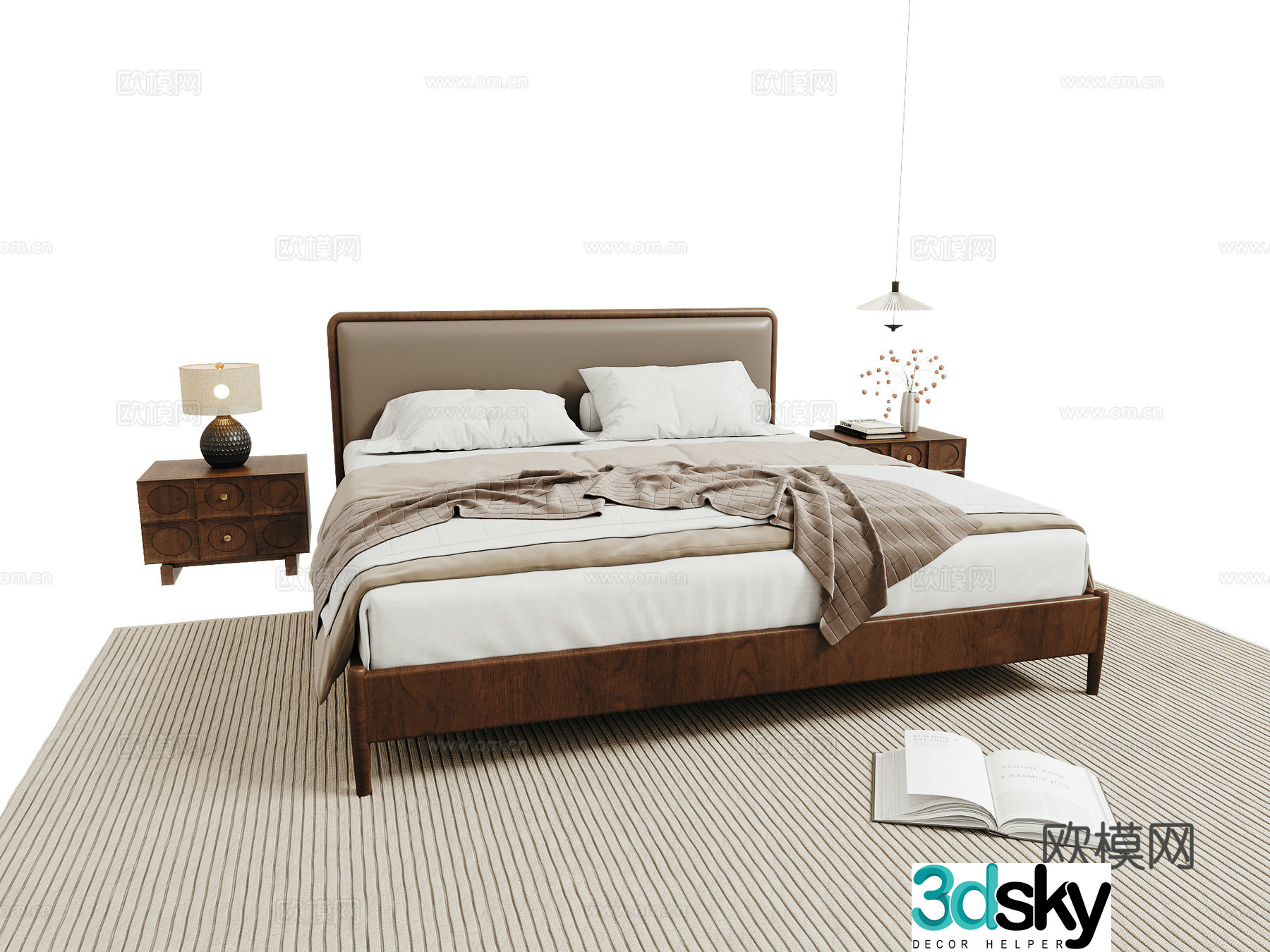 Middle-aged double bed 3D model