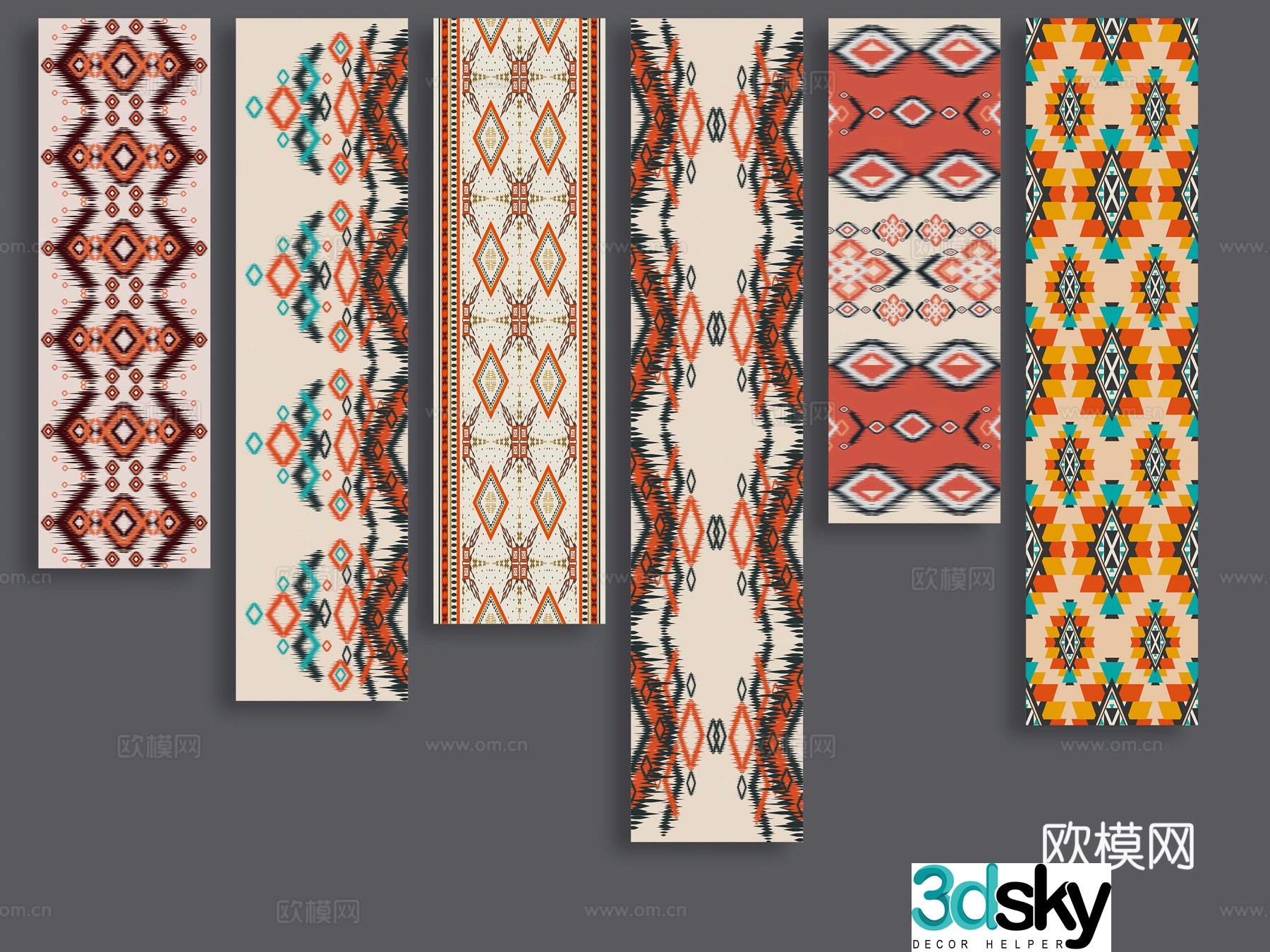 Chinese Miao Mongolian elements silhouette ethnic minority elements pattern wall decoration traditional patterns cloud 3d model