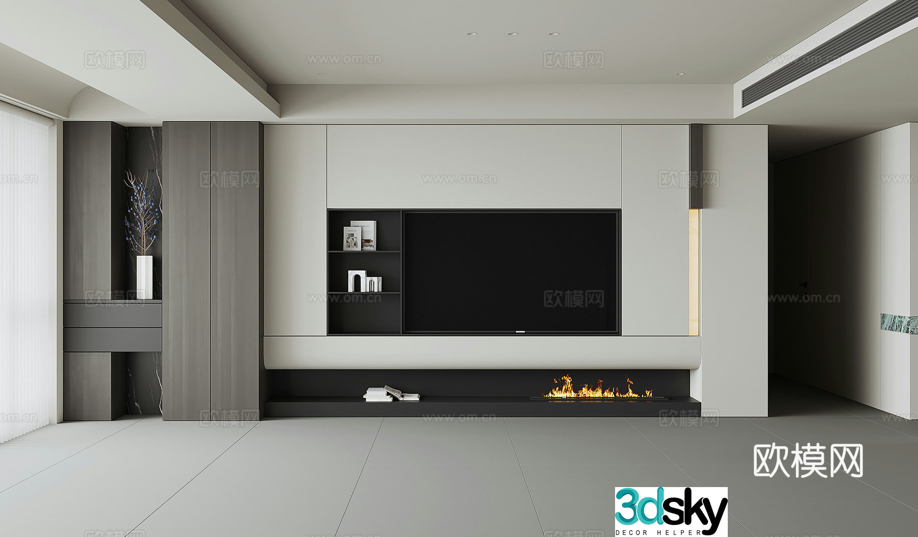 Modern TV background wall 3d model