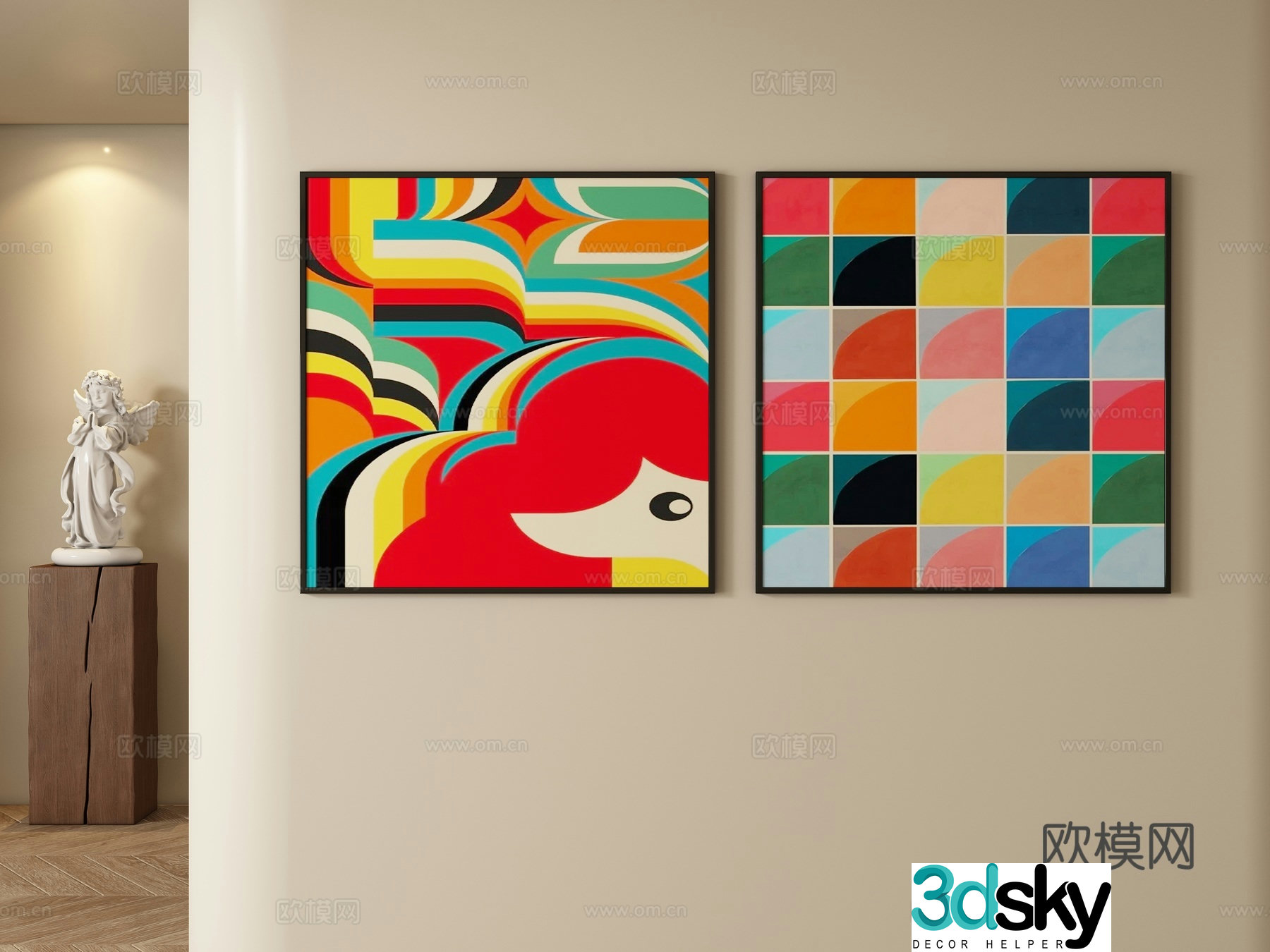 Modern abstract decorative painting hanging painting 3d model