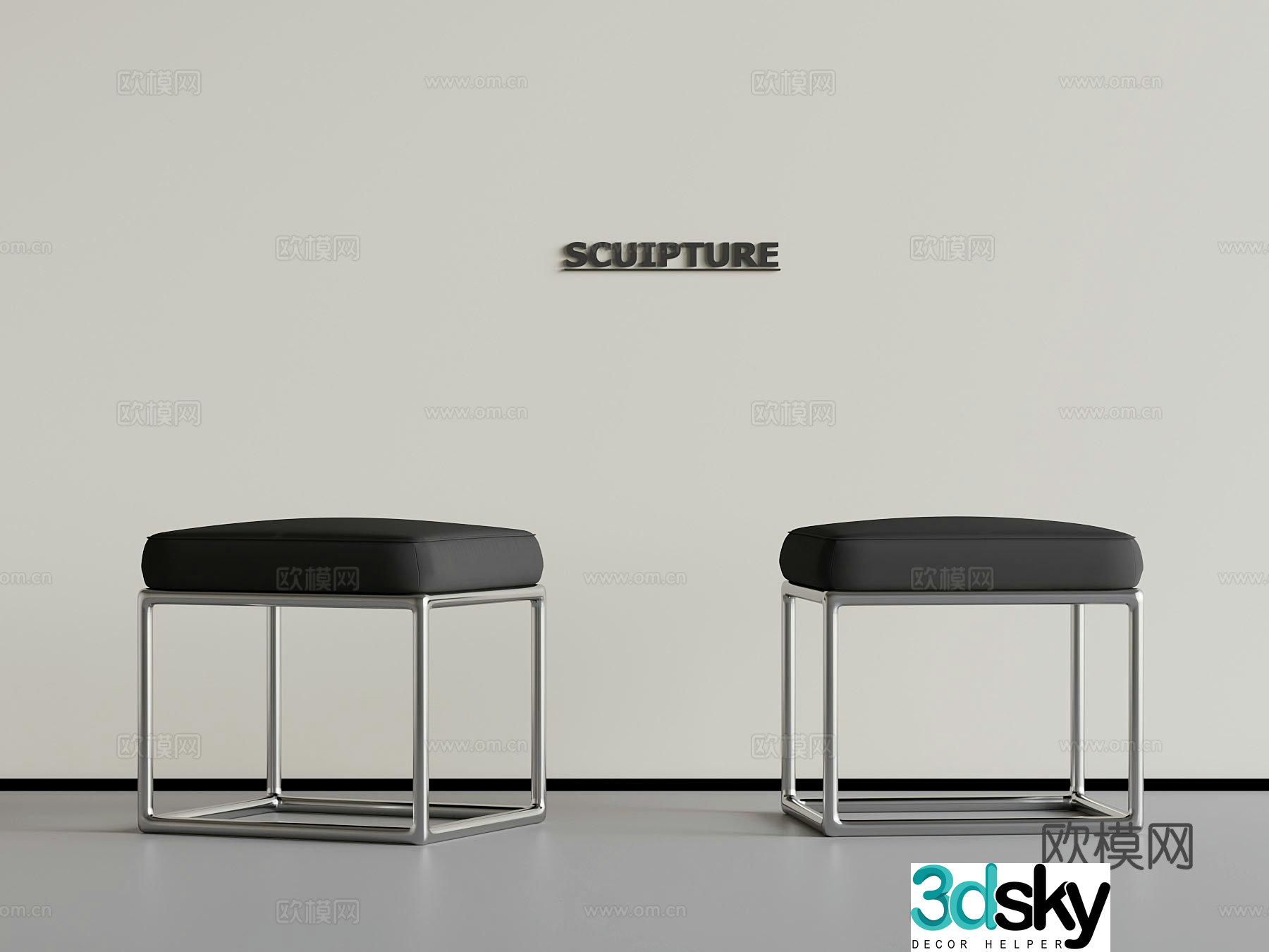 Modern sofa stool leather sofa stool square stool 3d model
