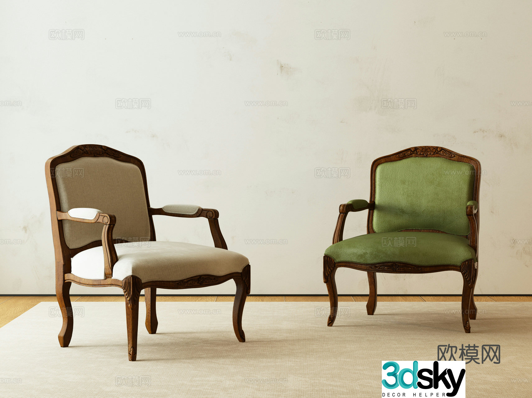 American casual chair 3d model