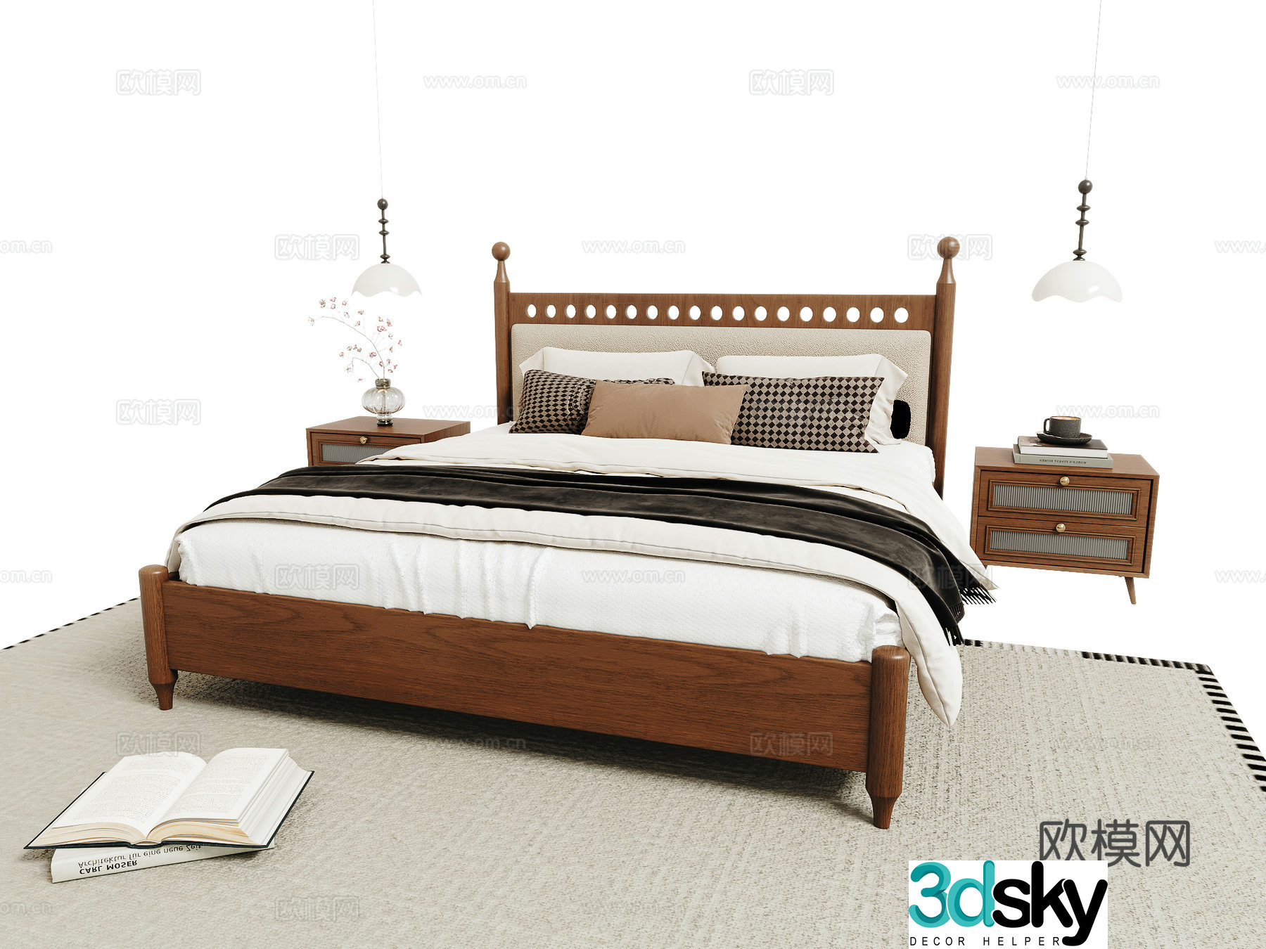 Middle-aged double bed 3D model