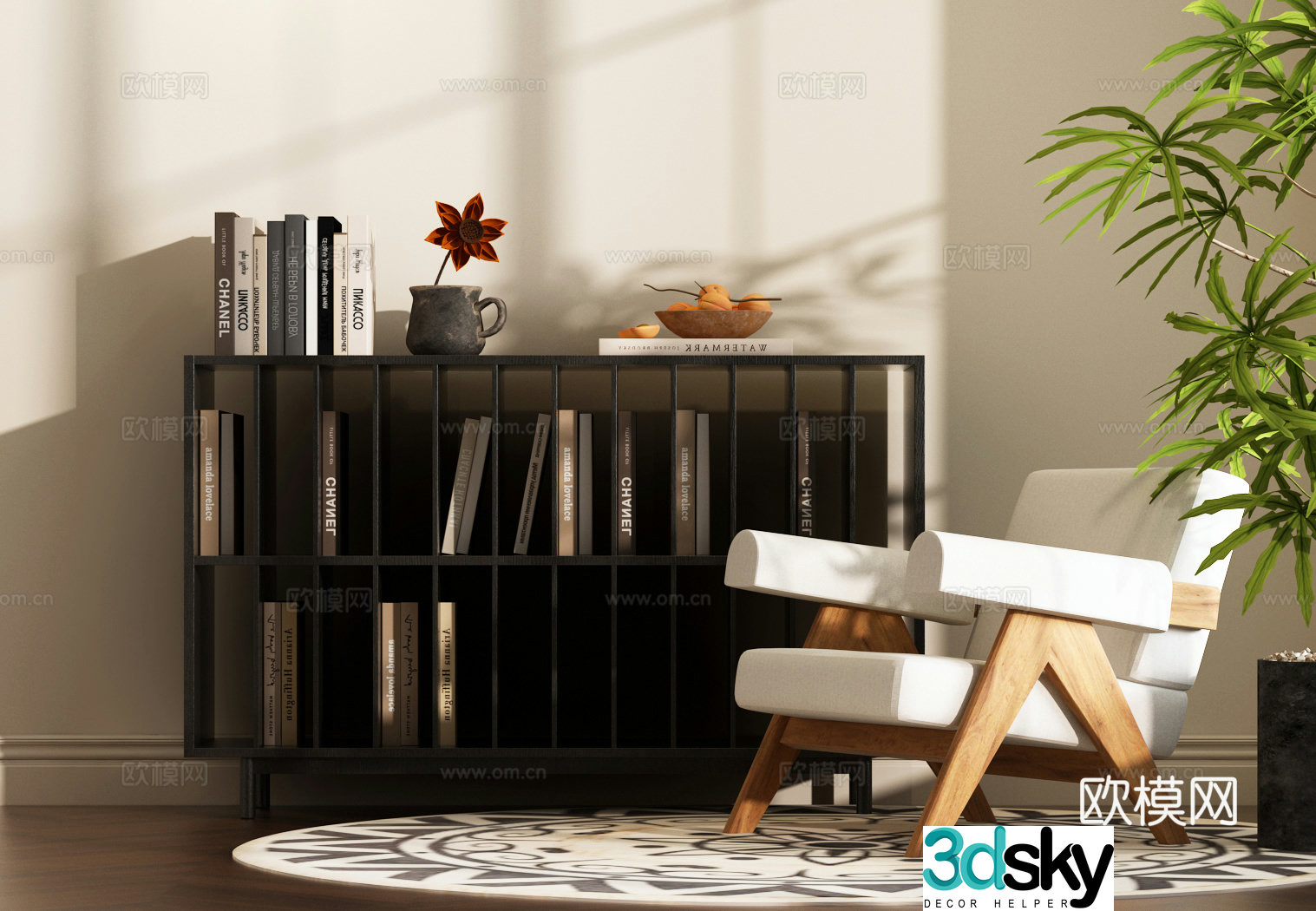 Modern Zen Bookcase Modern Wasabi Bookcase Modern Bookcase 3D Model