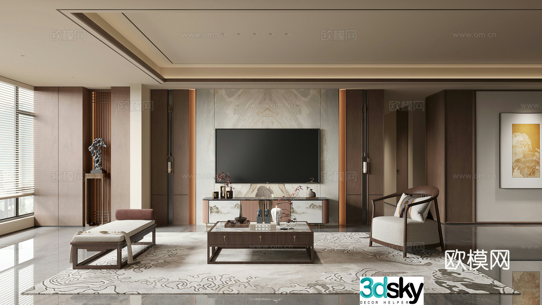 New Chinese living room 3D model