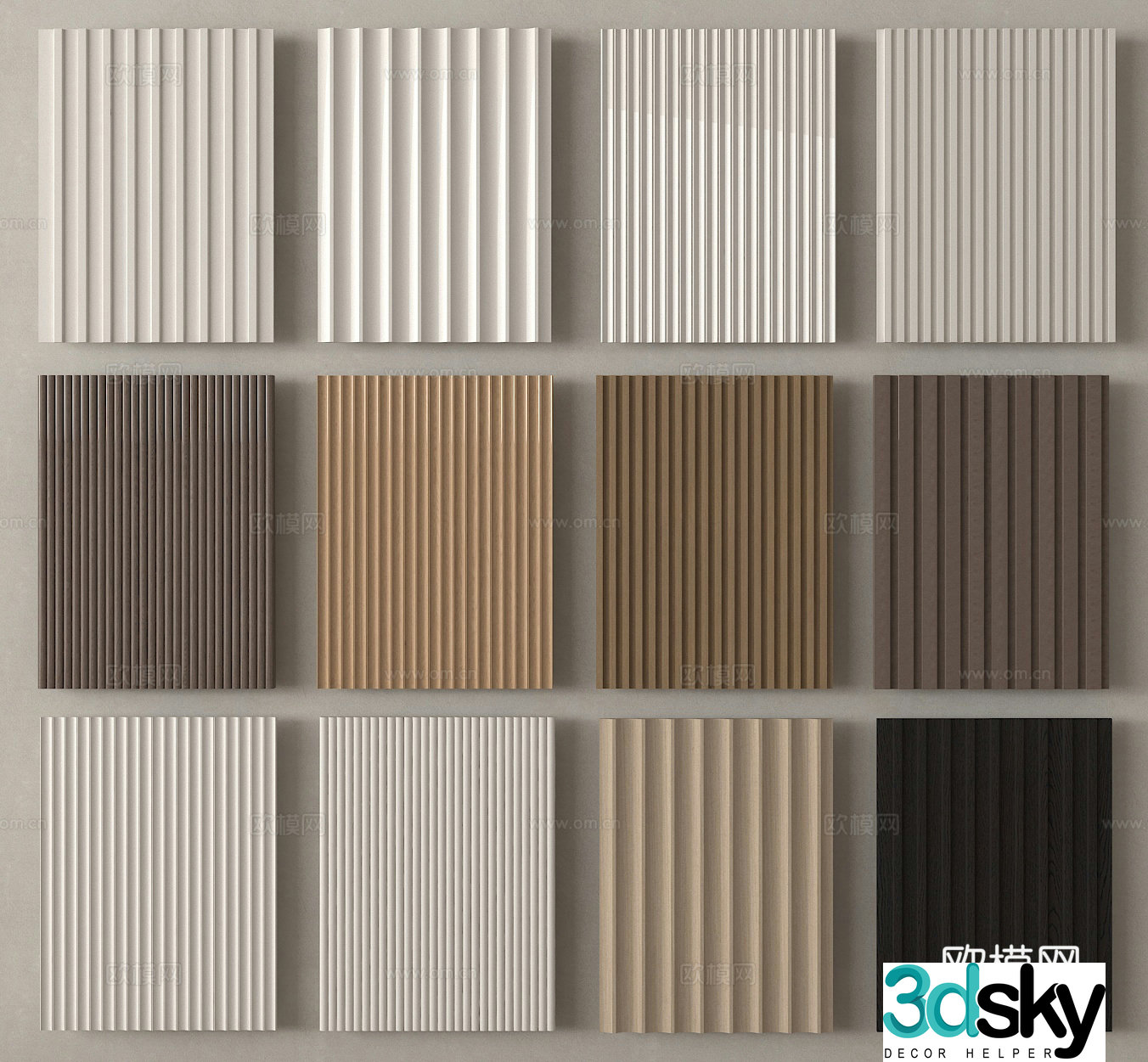 Great Wall Board Grid Board Wall Board Wavy Board 3D Model