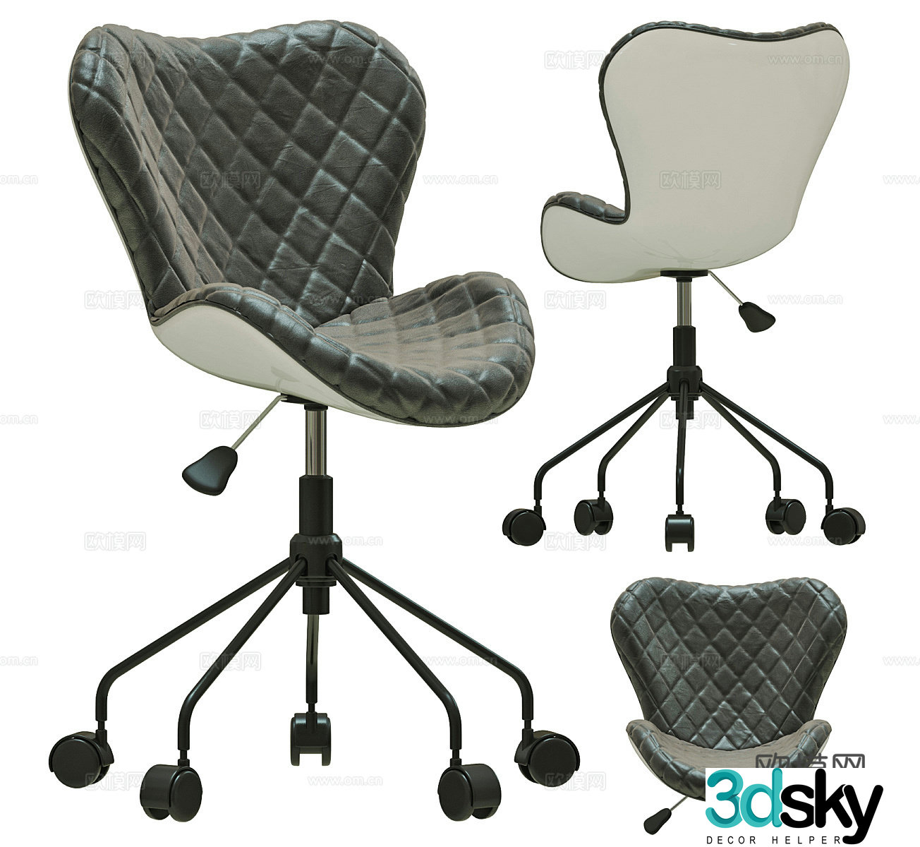 Modern office chair leisure chair single chair backrest chair rotating chair wheelchair employee chair job 3D model