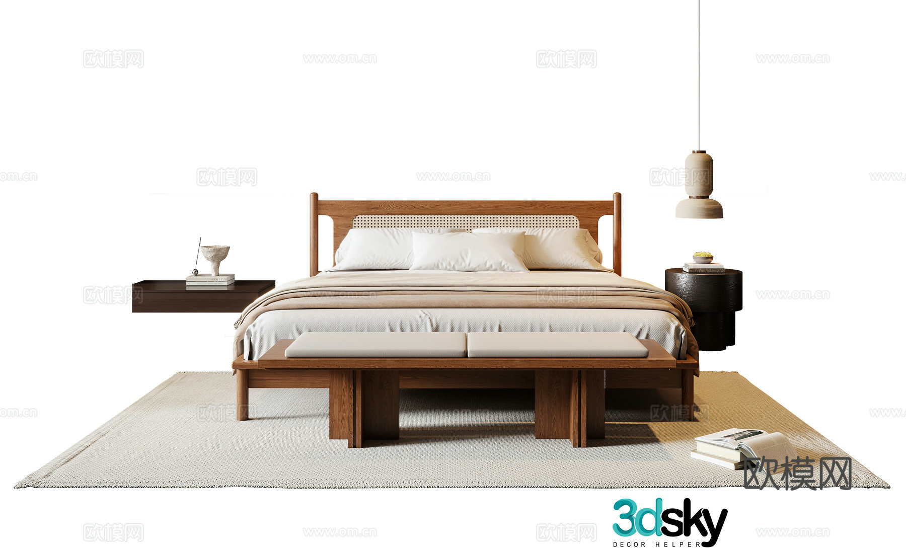 Middle-aged double bed 3D model