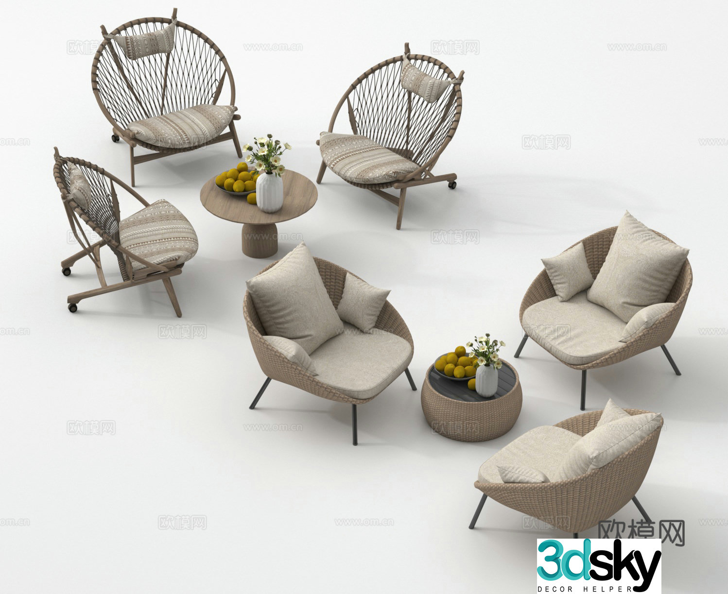 Outdoor table and chairs leisure table and chairs outdoor coffee table and chairs 3D model