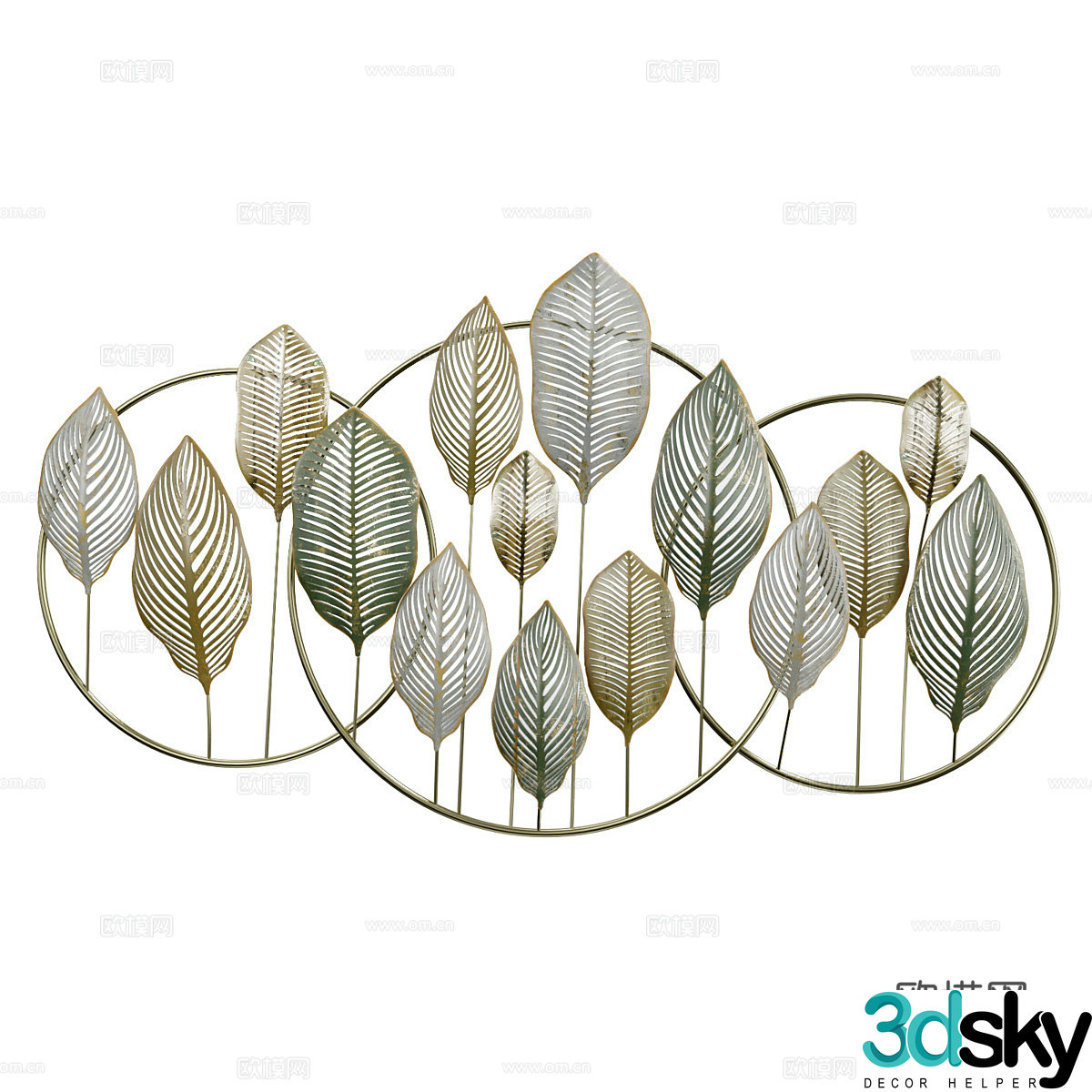 Modern Leaves Metal Chandelier 3d Model