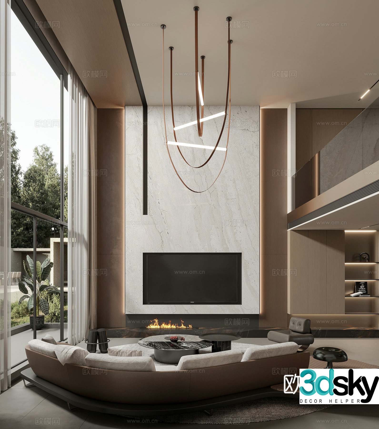 Modern villa living room 3d model