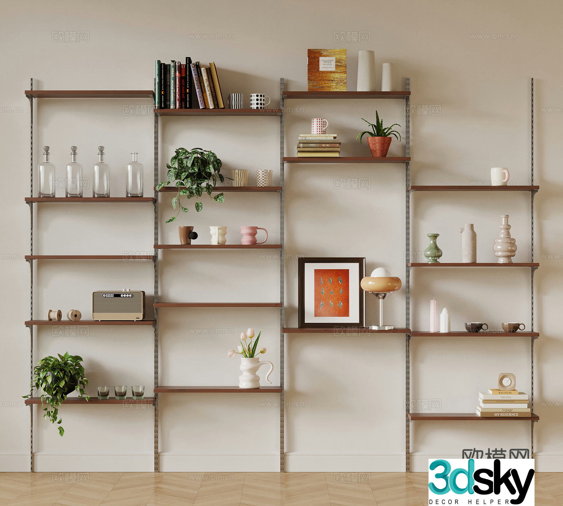 Middle style storage rack ornament 3D model