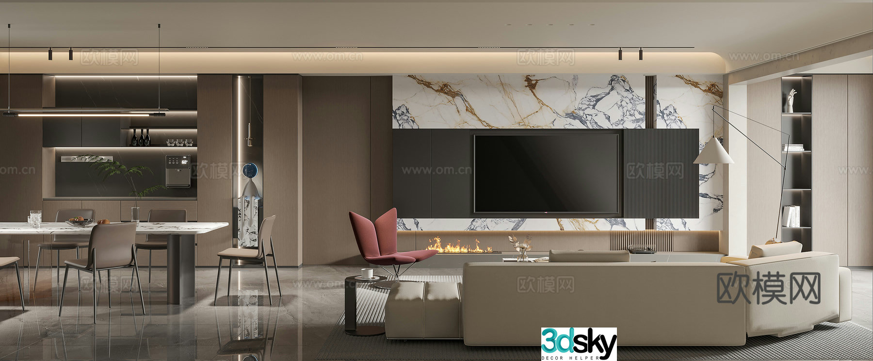 Modern living room 3d model
