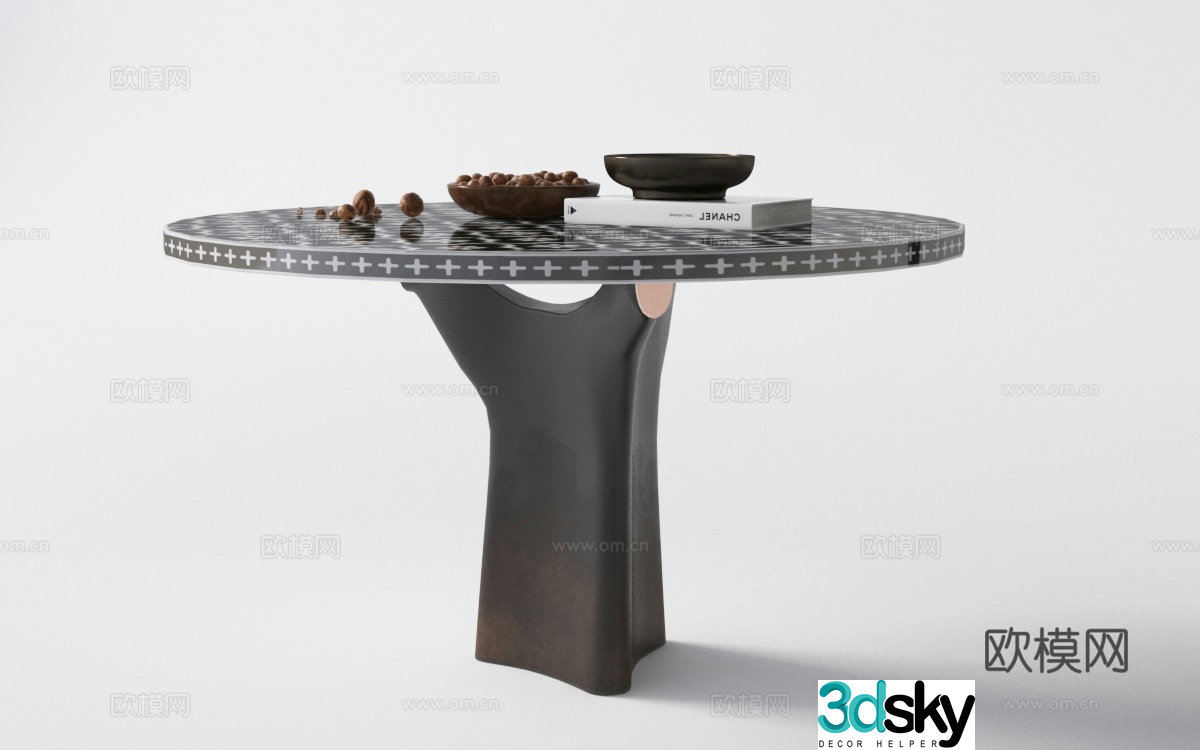 Modern light luxury ornament end view desk table 3D model