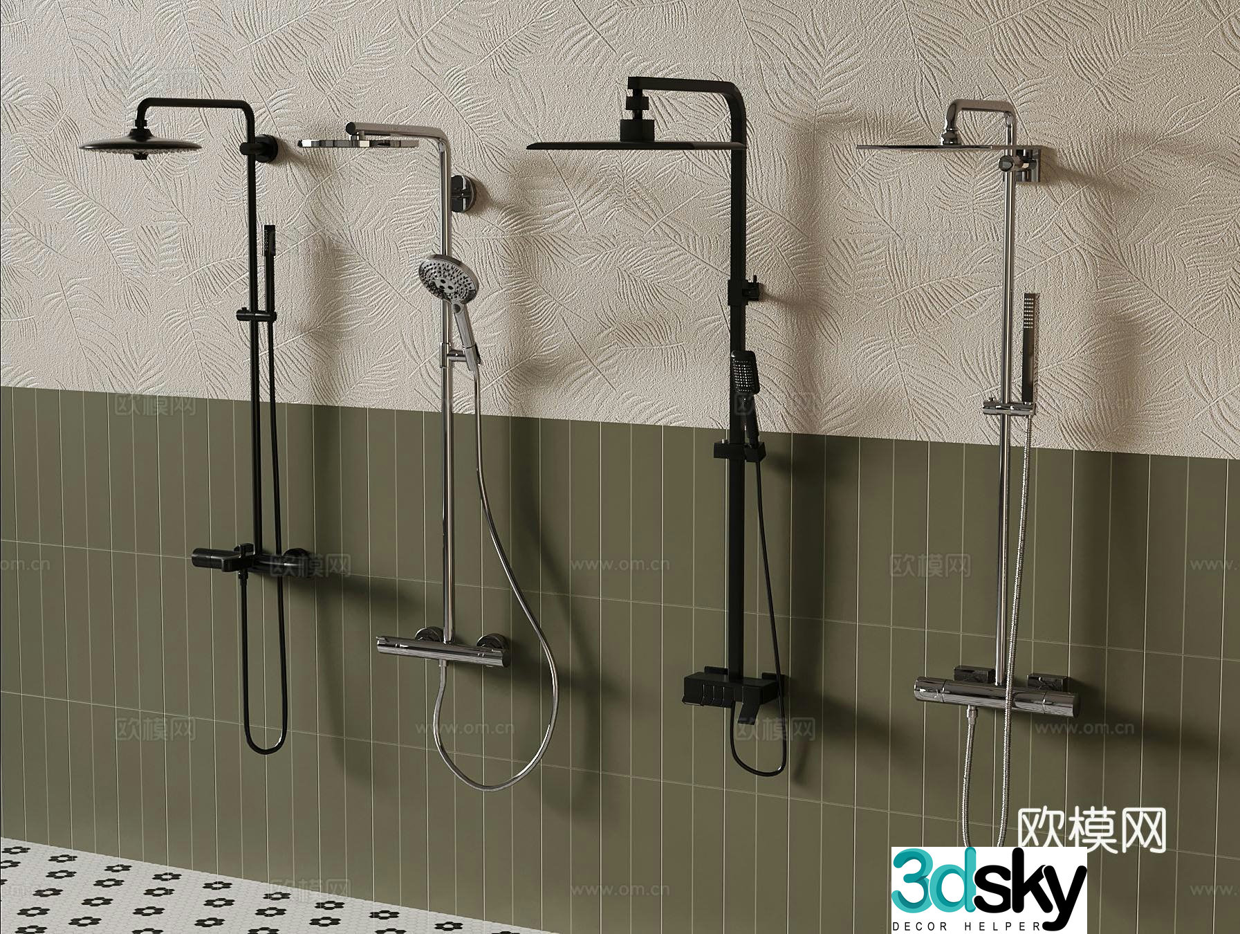 Modern shower combination shower 3d model