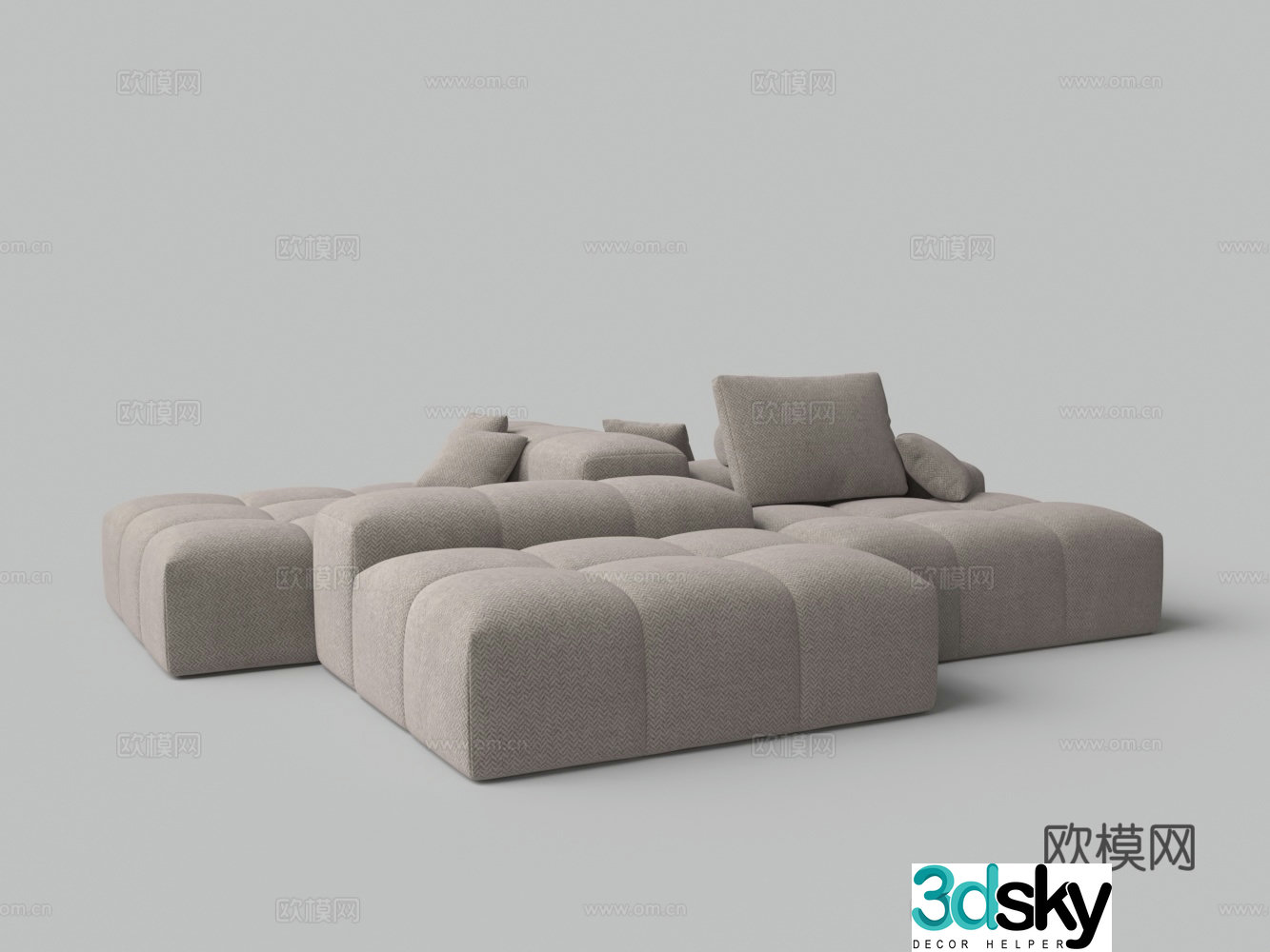 Modern fabric four-sided seat combination multi-person sofa 3D model