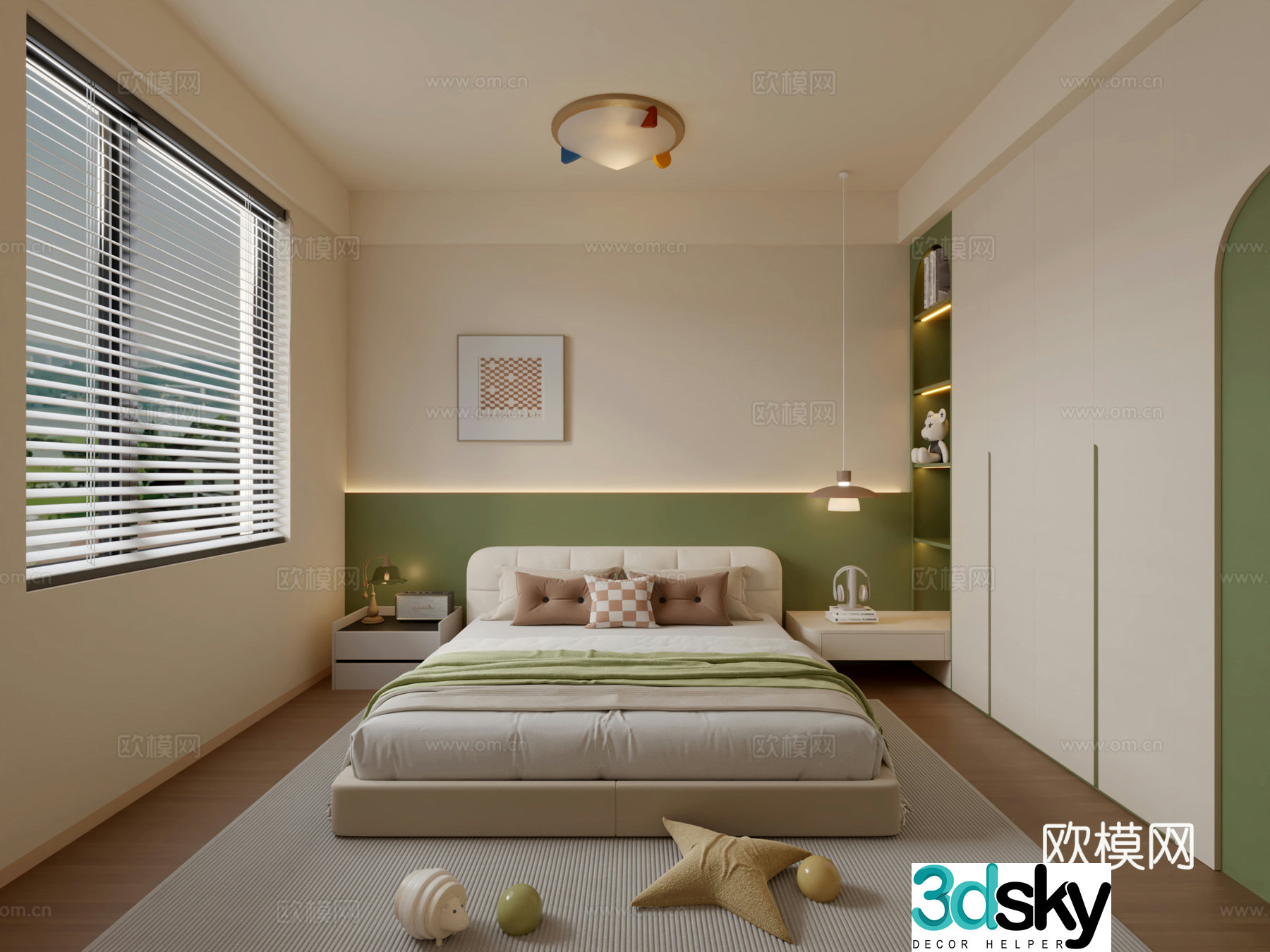 Modern creamy style children’s room 3d model