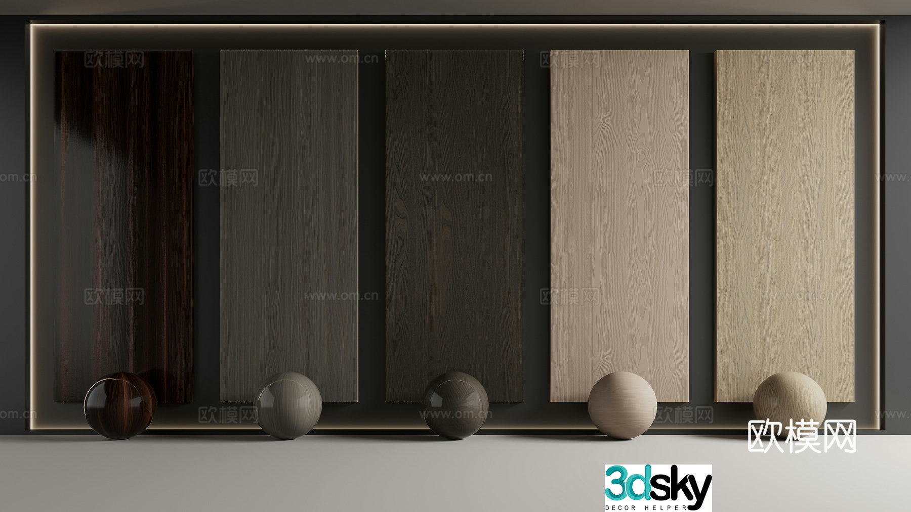Modern wood grain wall panel 3d model