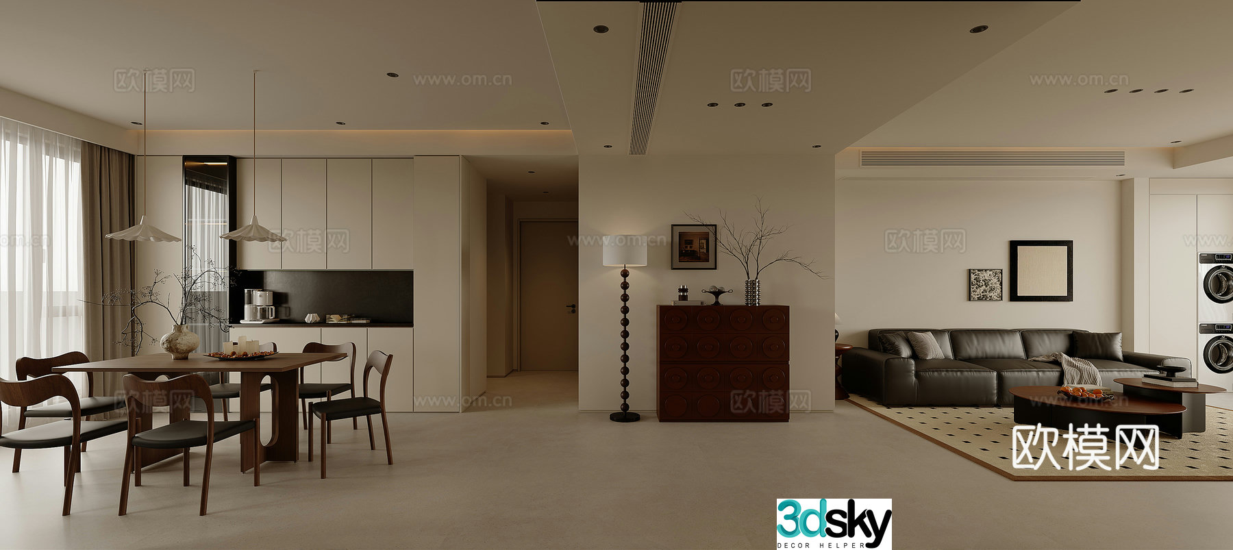 Middle-aged living room 3d model