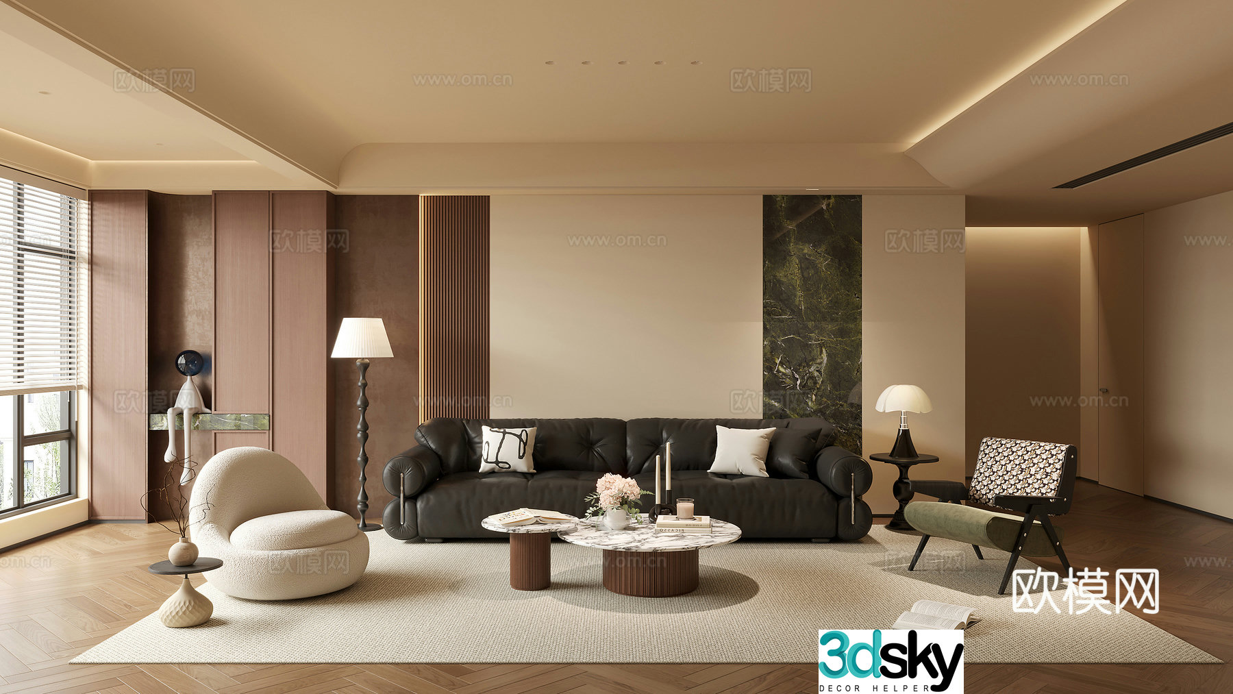 Middle-aged living room 3d model