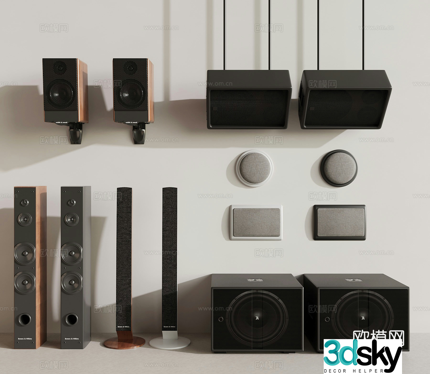 Modern audio wall-mounted audio floor-standing speaker 3D model