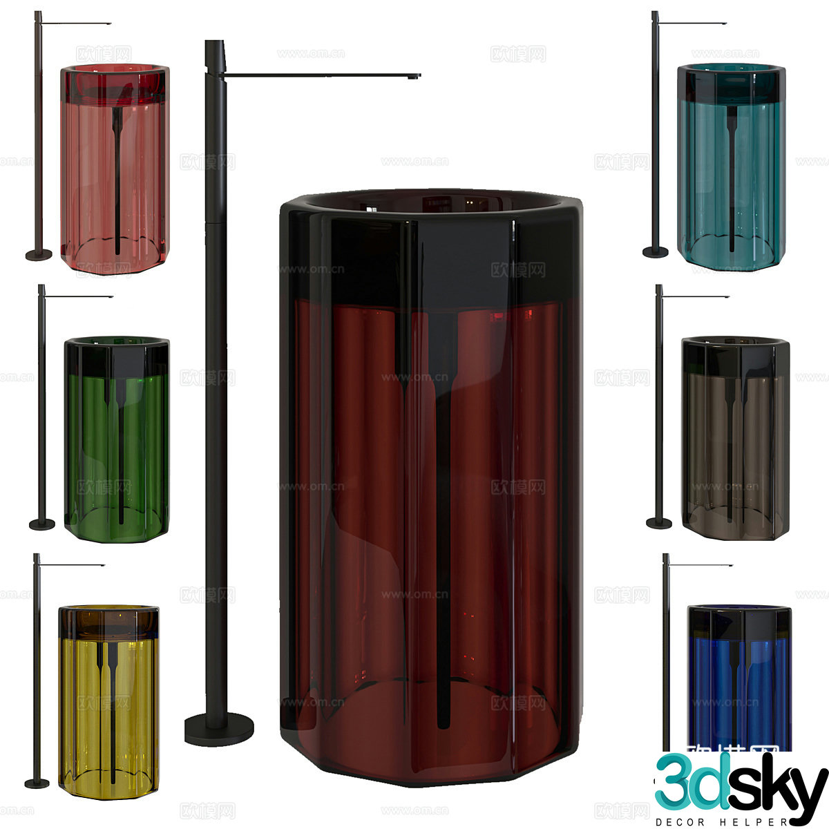 New Chinese light luxury glass basin column basin 3D model