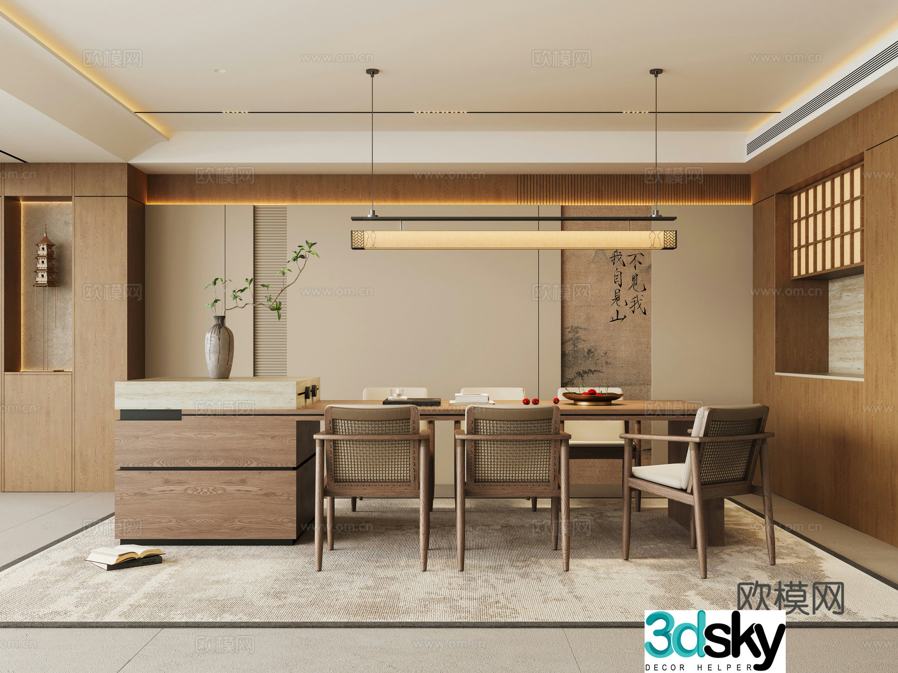 Zen New Chinese Home Restaurant 3D Model