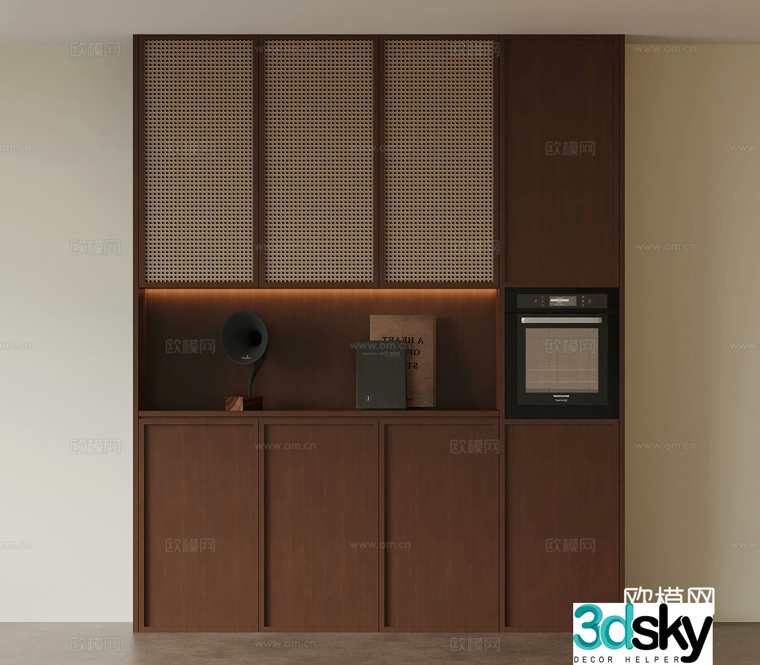 Middle-aged sideboard microwave oven ornament 3D model