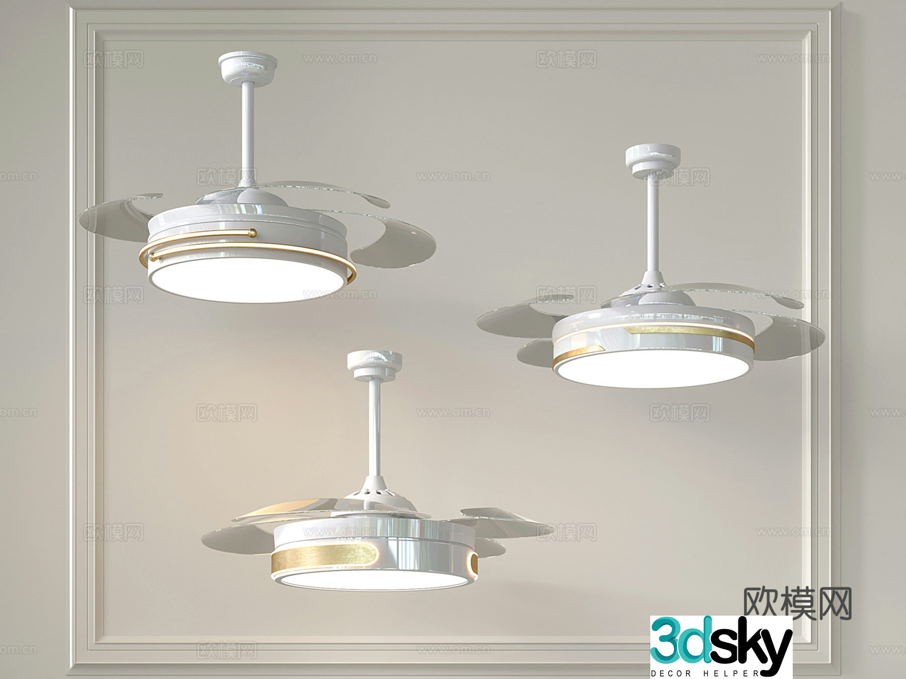 Modern ceiling fan light Ceiling fan Restaurant electric fan Invisible ceiling fan light 3D model