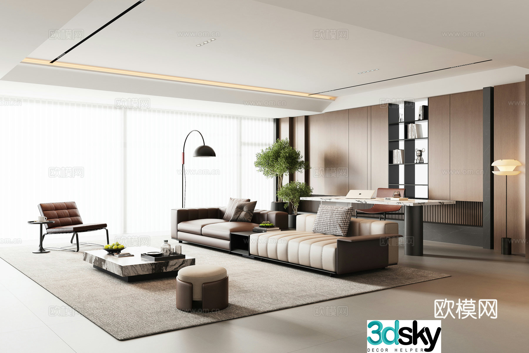 Modern Italian living room 3d model