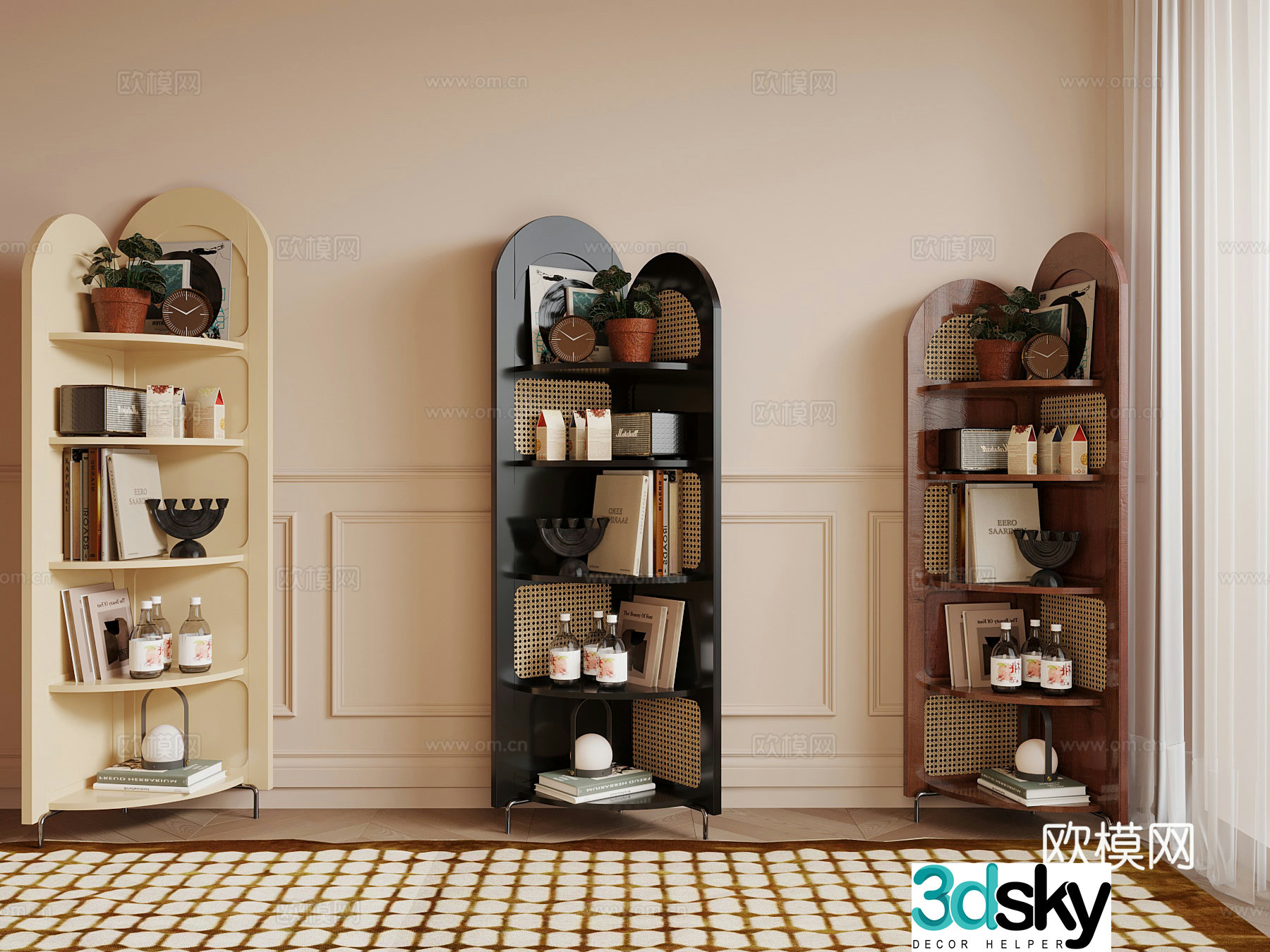 French medieval style bookshelf 3D model