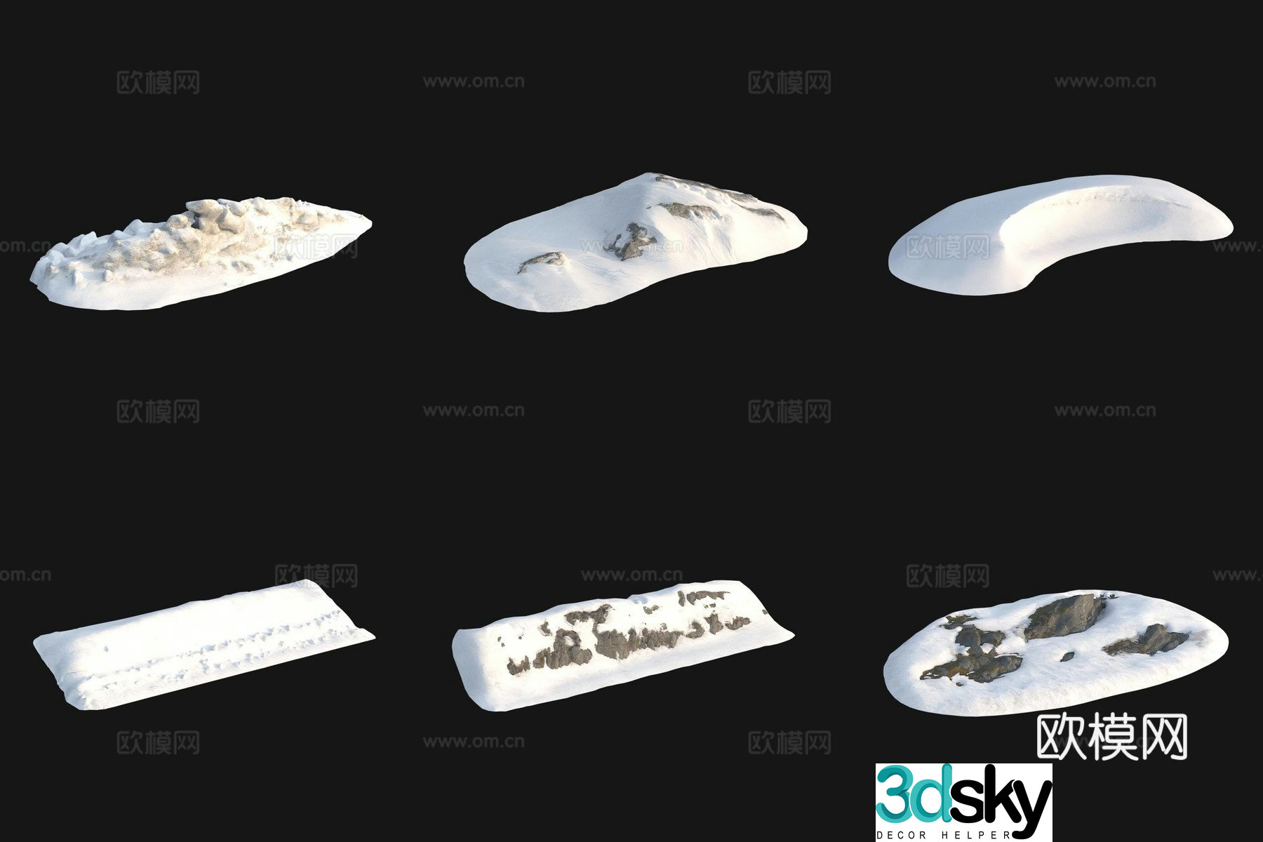 Snow snow pile stone 3d model