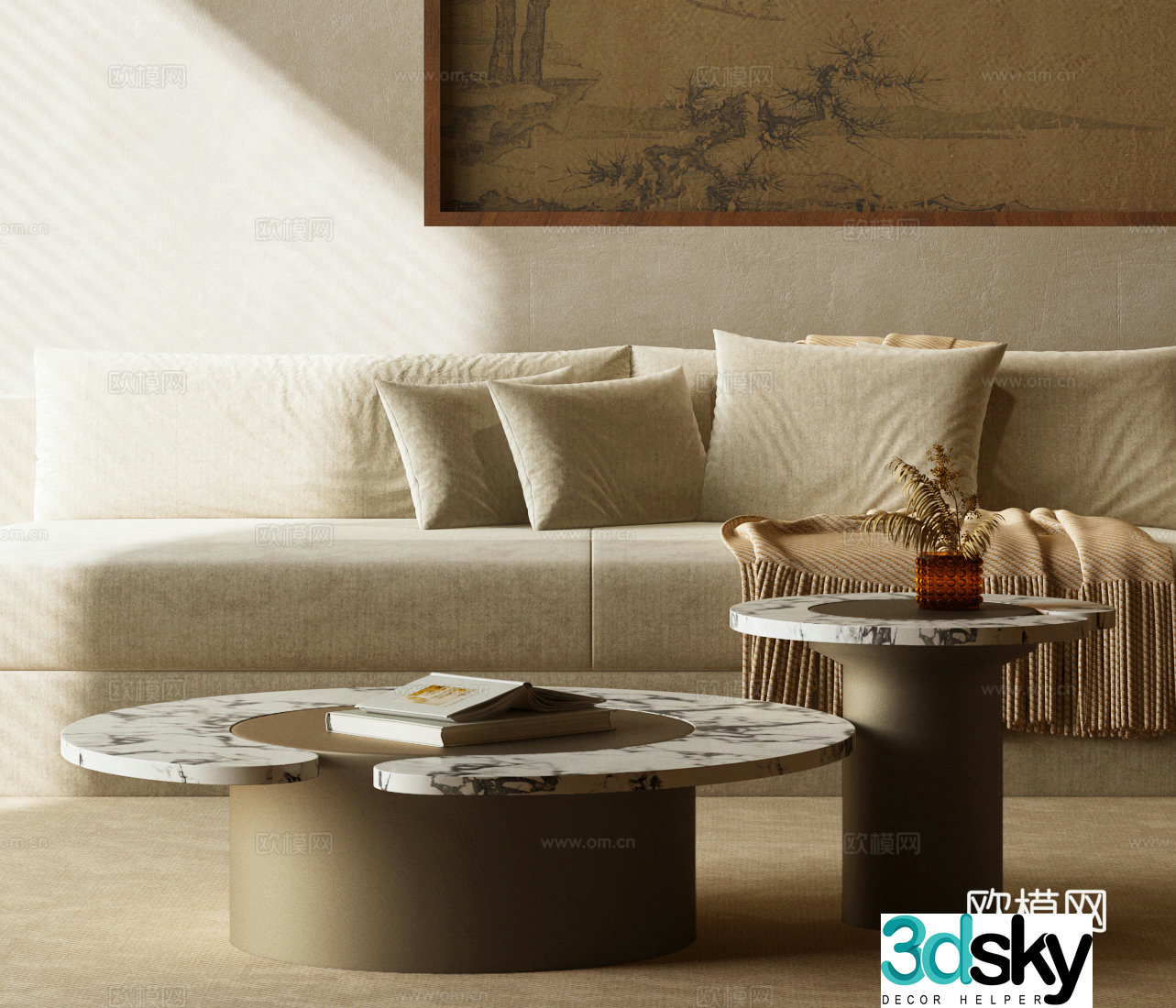 Modern Italian coffee table combination Italian coffee table combination Modern sofa 3D model