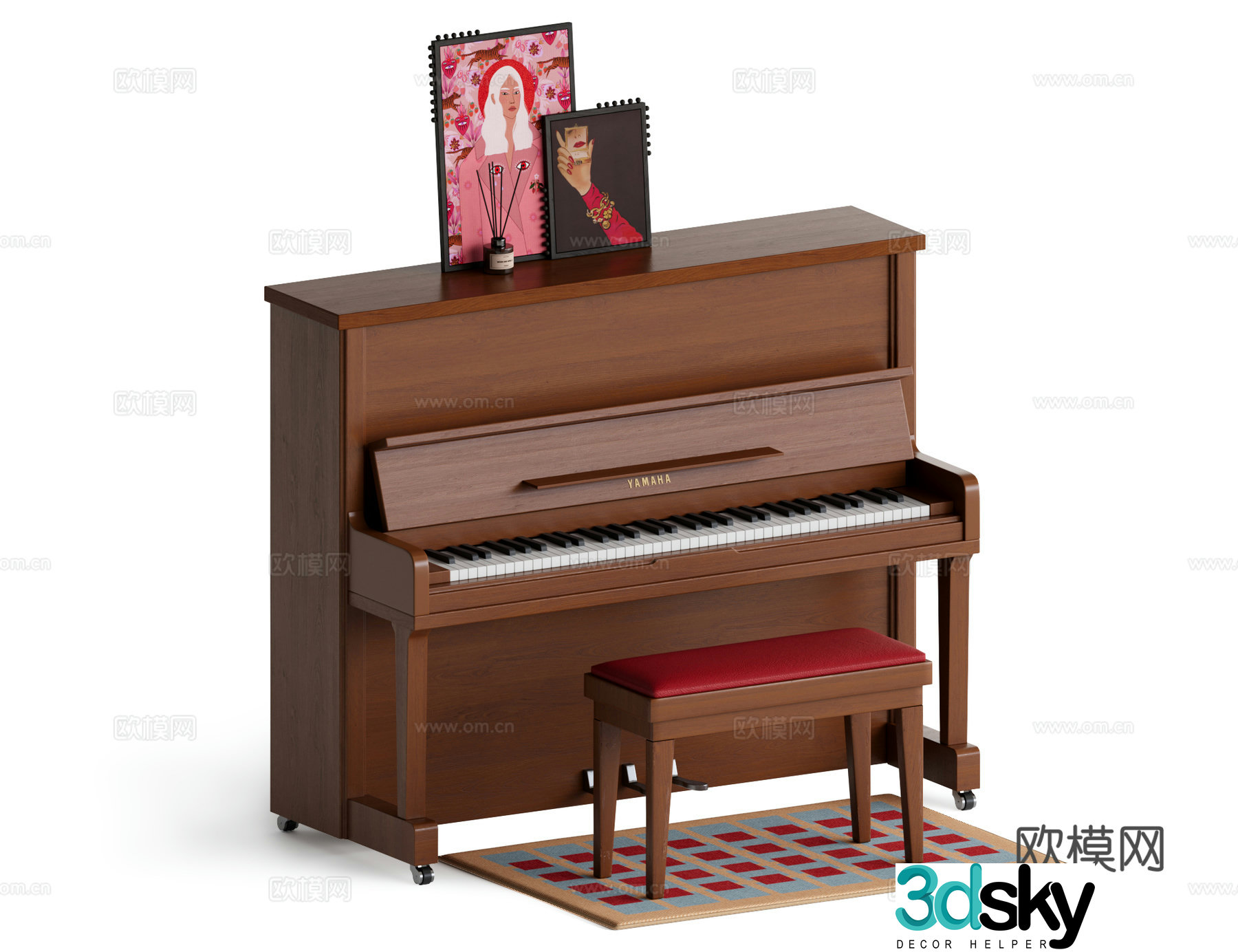 Retro piano 3d model