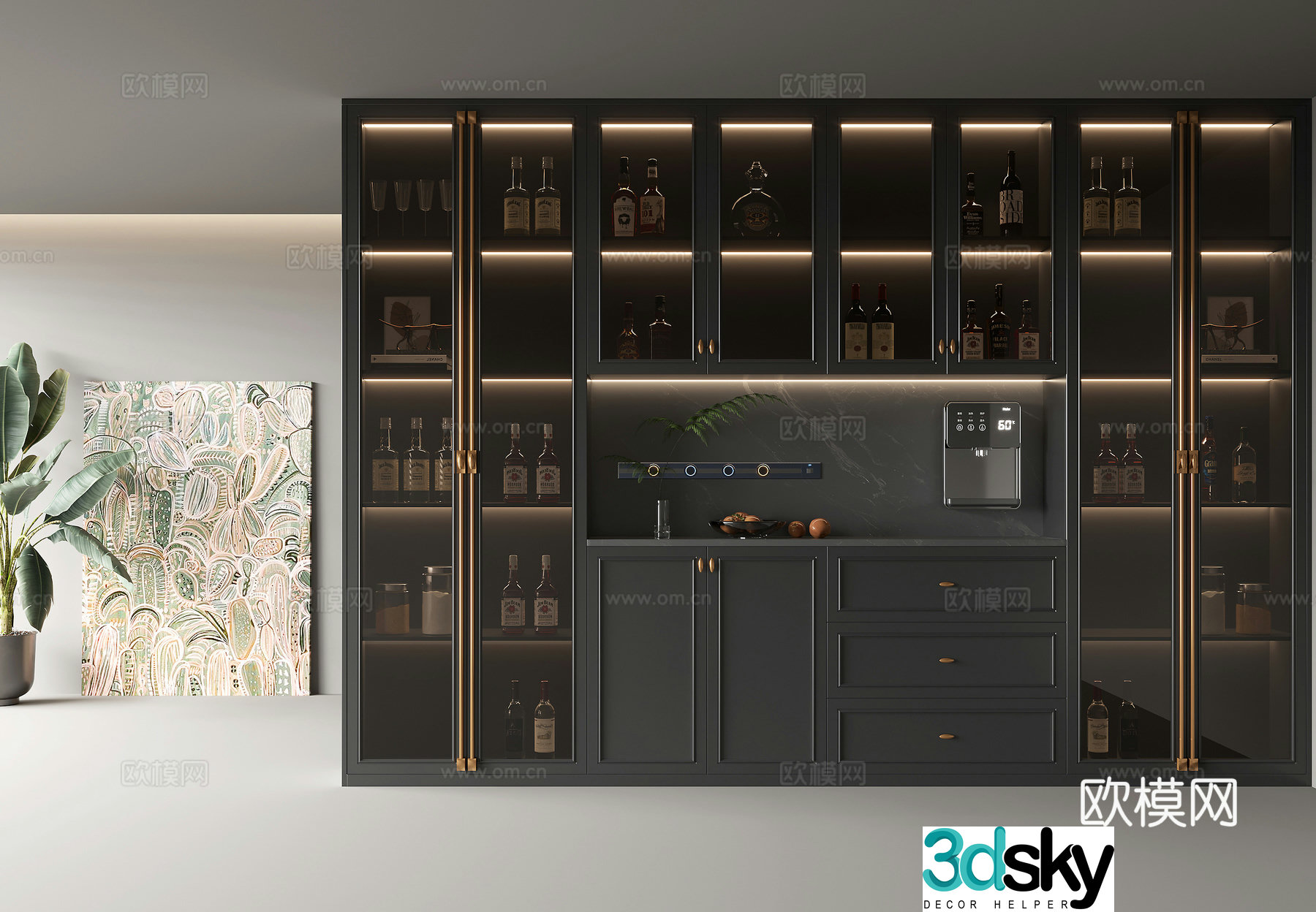French retro wine cabinet 3d model