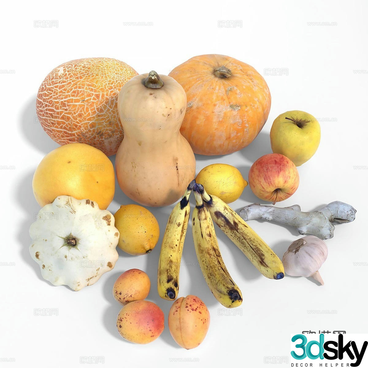 Vegetables and fruits 3d model