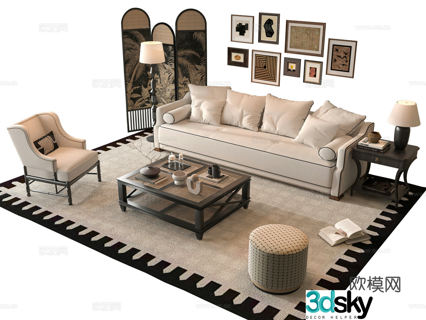 American sofa combination 3D model