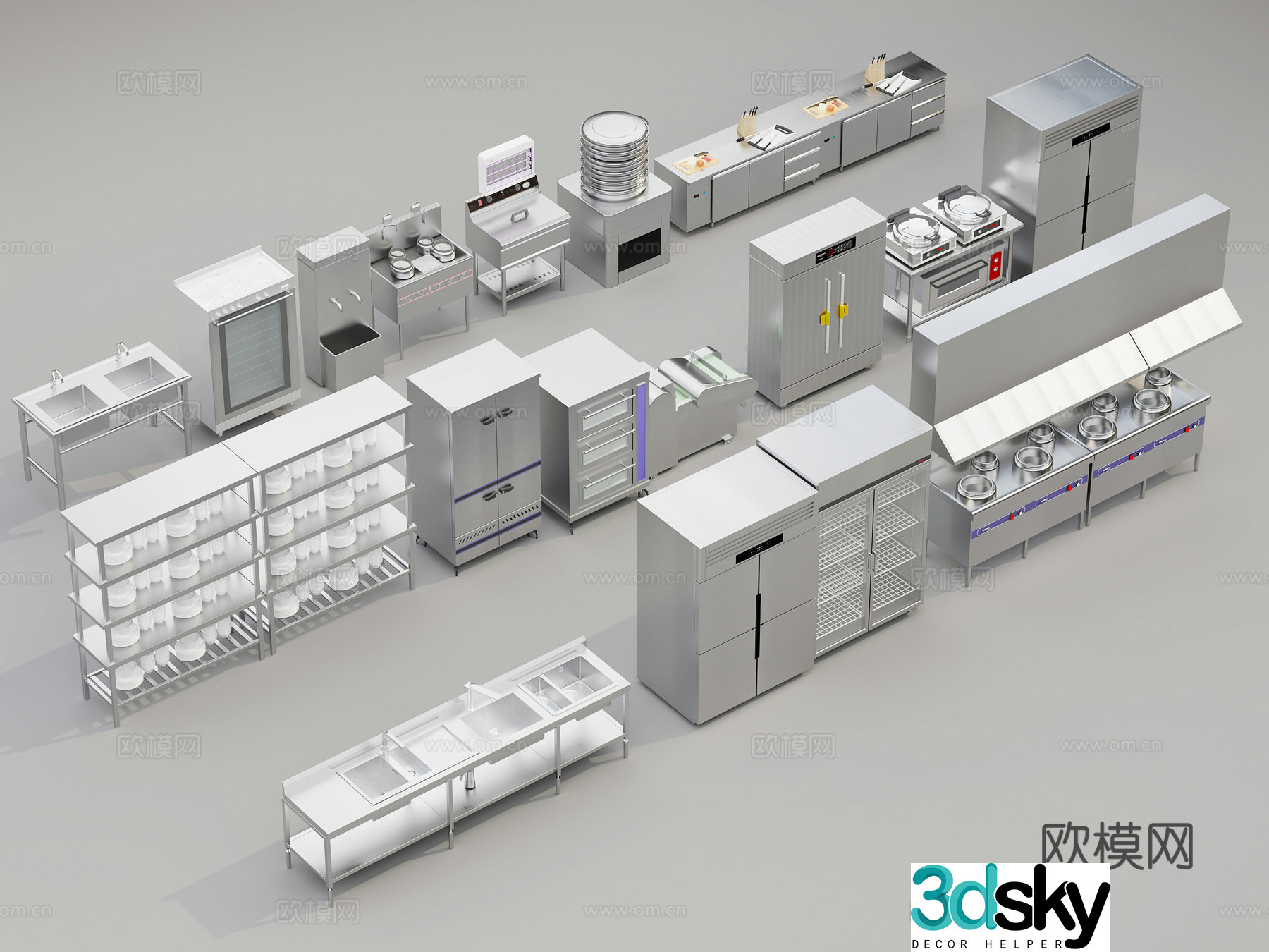 Hotel kitchen equipment 3d model
