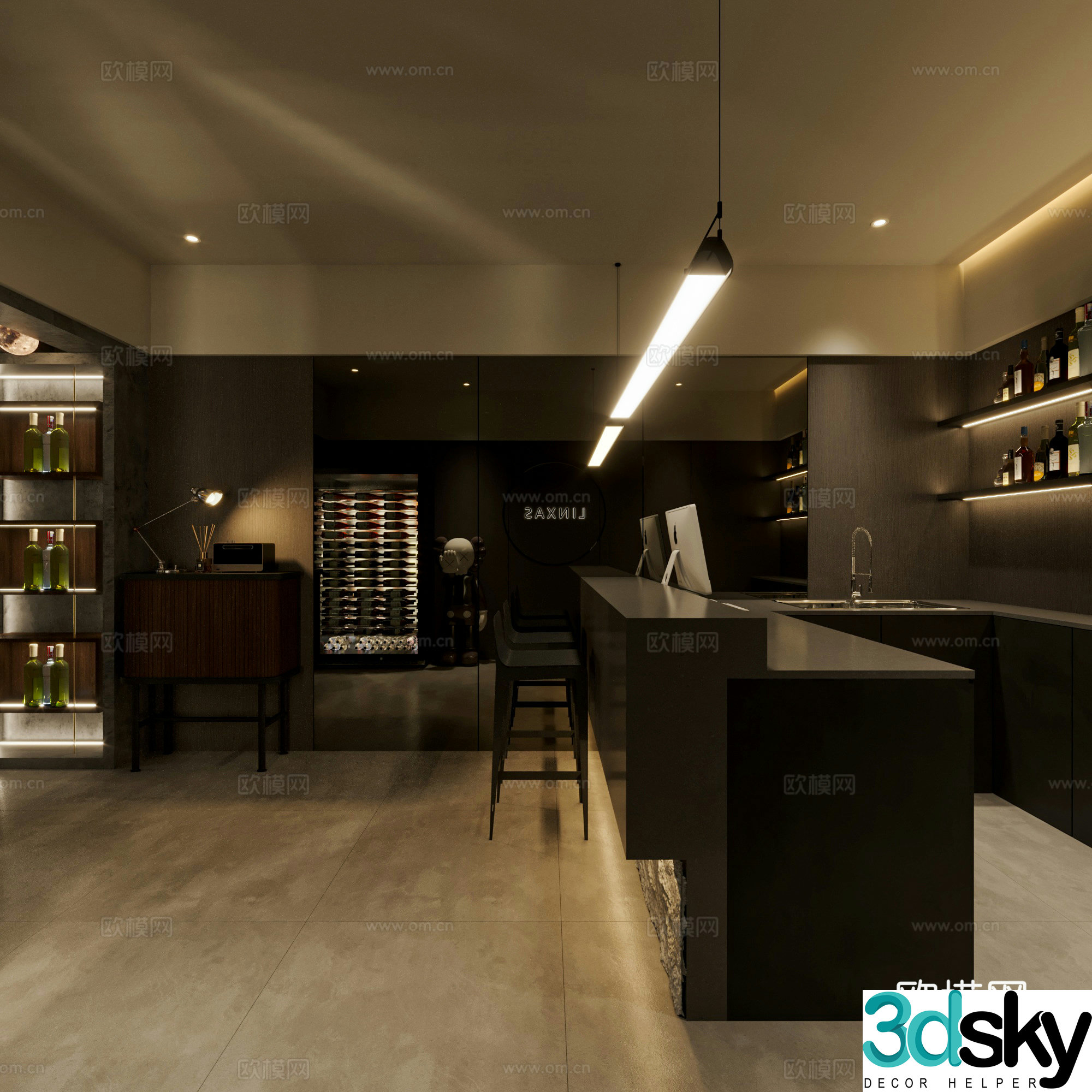 Modern minimalist 3D model for hotel sale