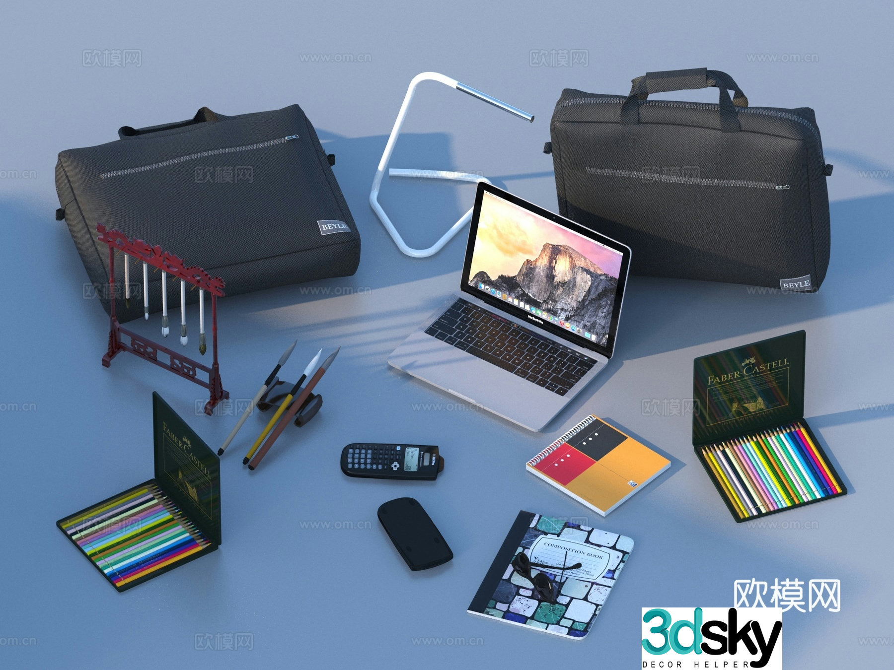 Notebook Stationery School supplies 3D model