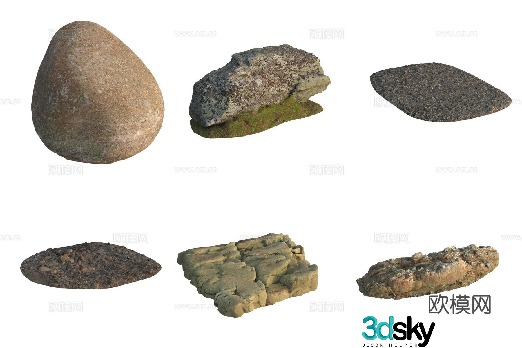 Stone Rock Beach Pebbles 3d Model