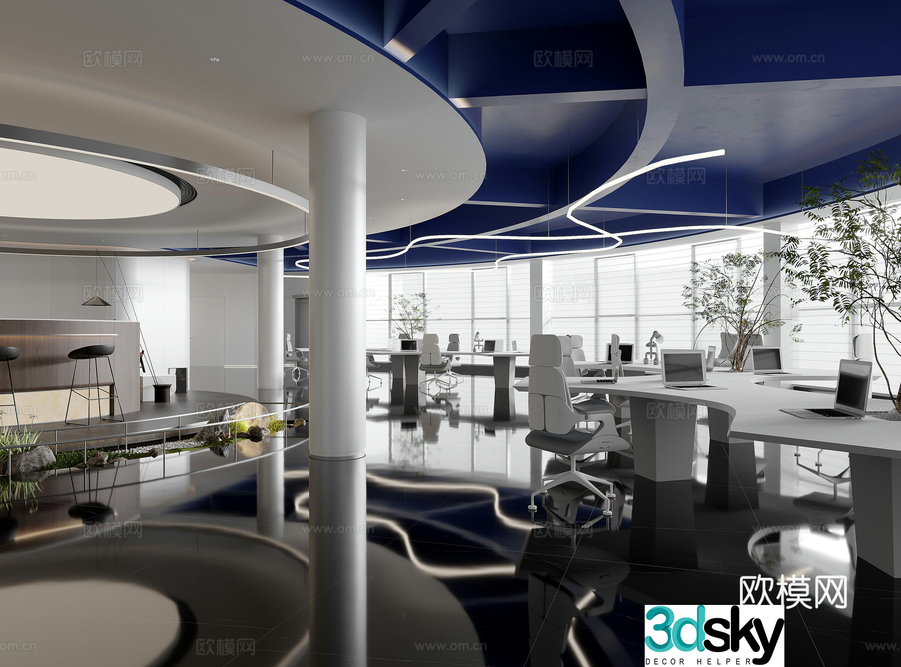 Modern office area 3d model