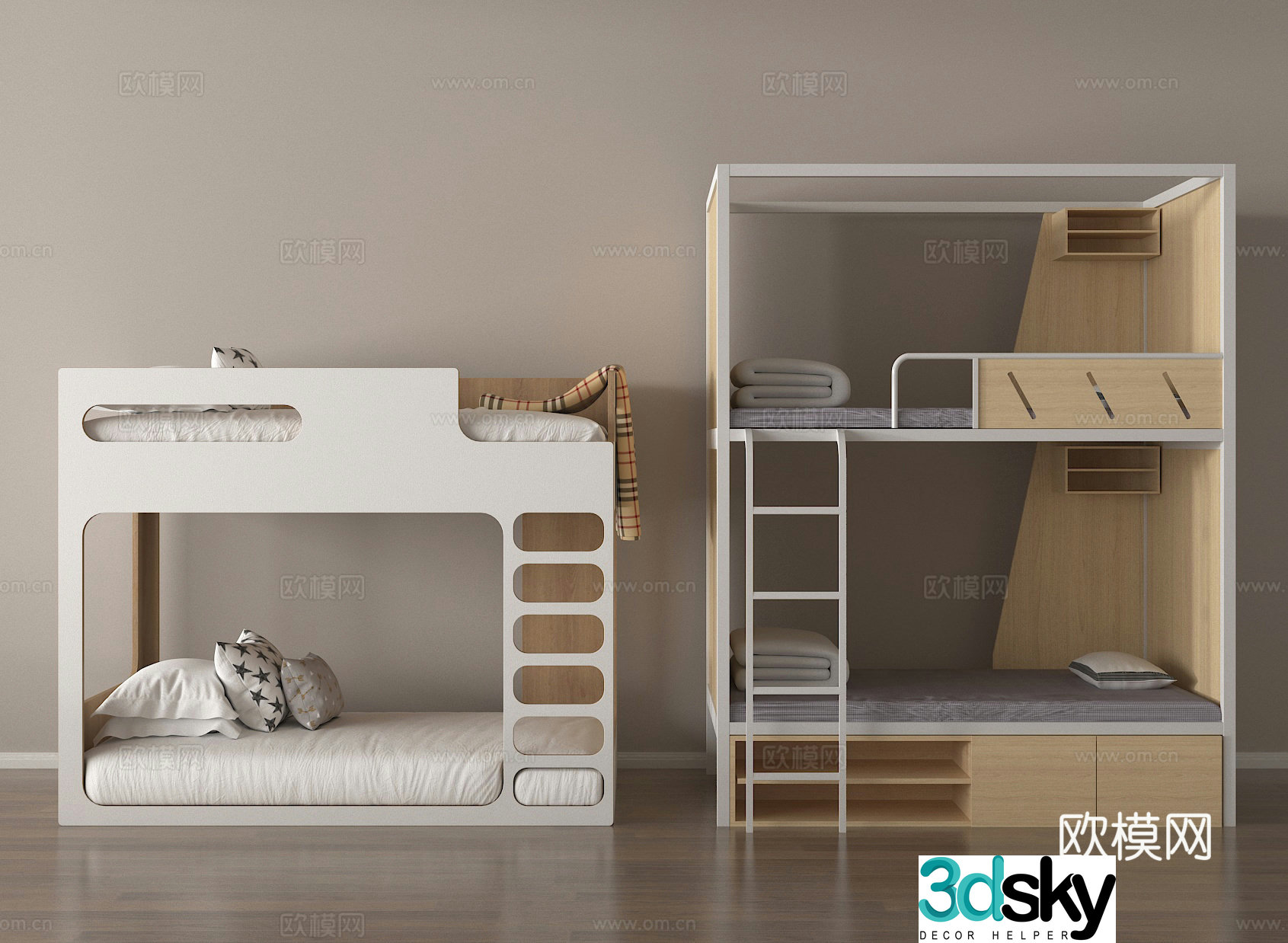 Up and down bed Children’s bed Up and down bunk High and low bed 3D model