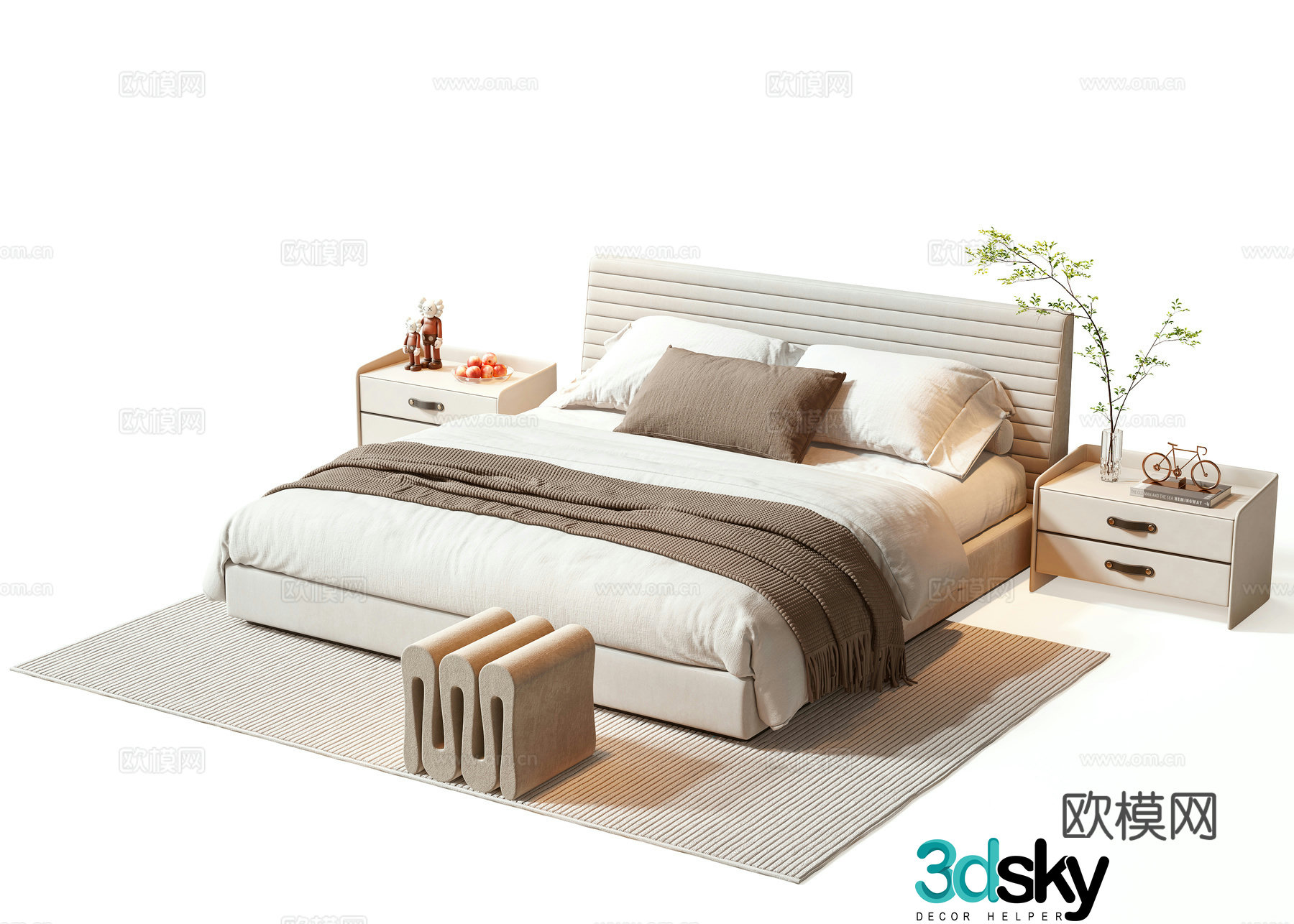 Minotti modern double bed 3d model