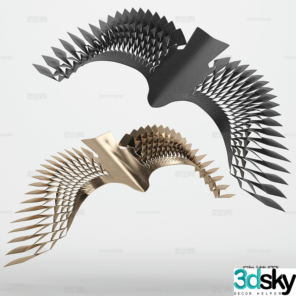 New Chinese style flying bird metal pendant 3D model