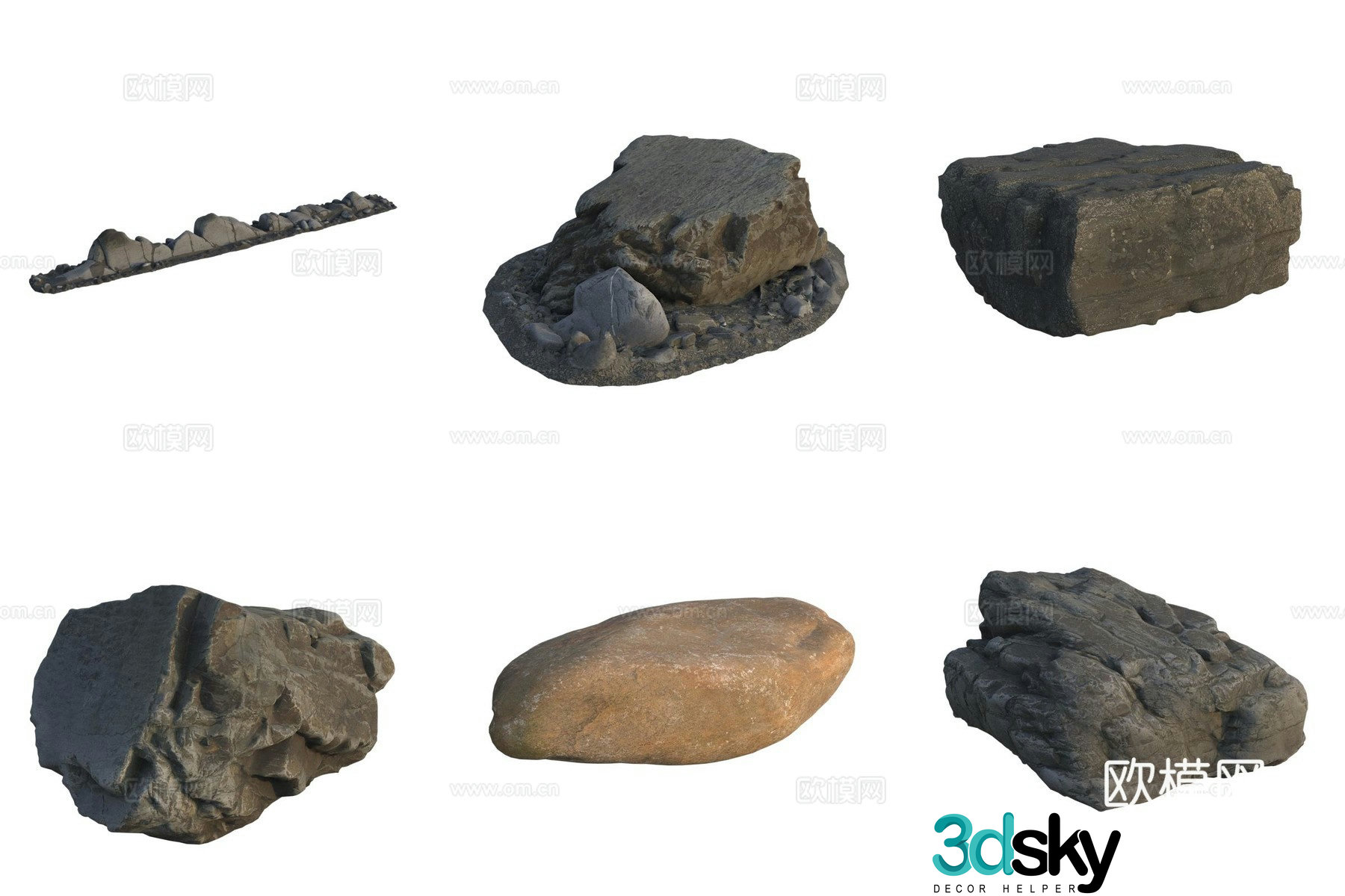 Stone Rock Beach Pebbles 3d Model