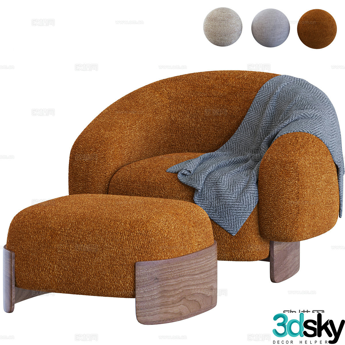 Modern Cream Style Betty Casual Sofa 3D Model